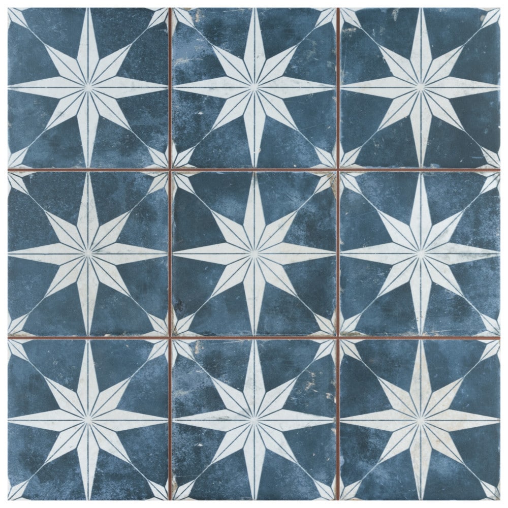 Affinity Tile FPEHMSSK Harmonia Kings Star Sky 13-in x 13-in Matte Ceramic Encaustic Floor and Wall Tile (12-sq. ft/ Carton)