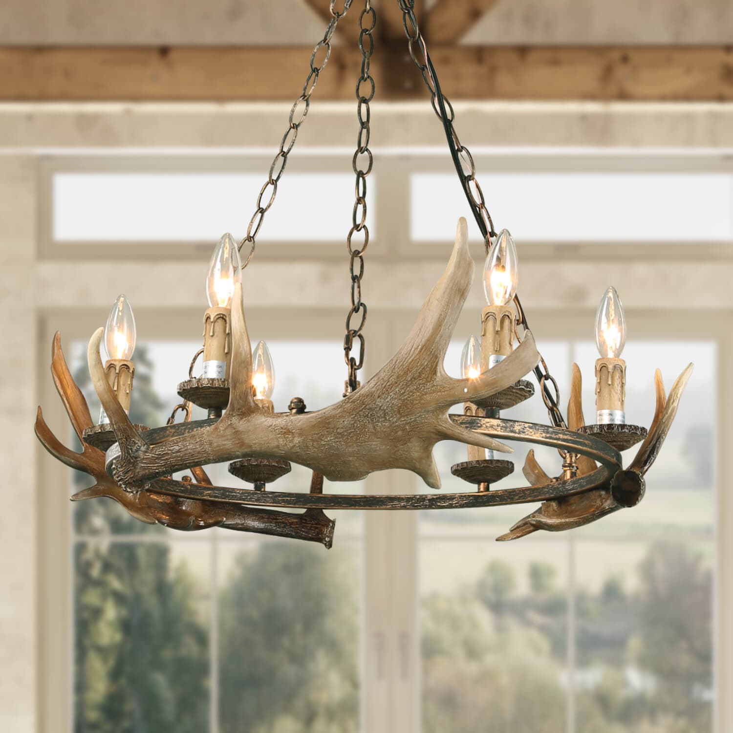  Machine Transparent Acrylic Antler Chandelier Lighting Retro  Deer Horn Lamps Home Decoration Lighting No Broken (Size : 8 Lights Golden)  : Tools & Home Improvement