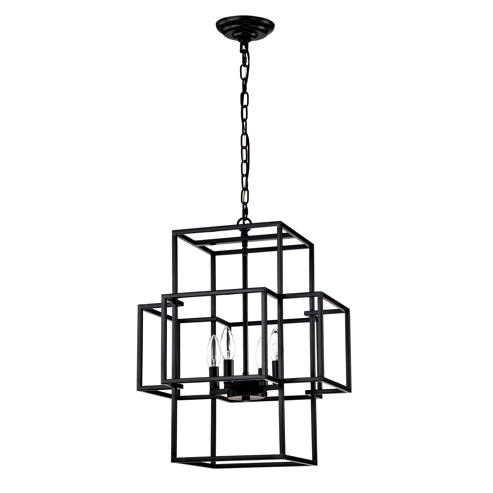 LIVIZA 4 -Light Matte Black Iron Chandelier