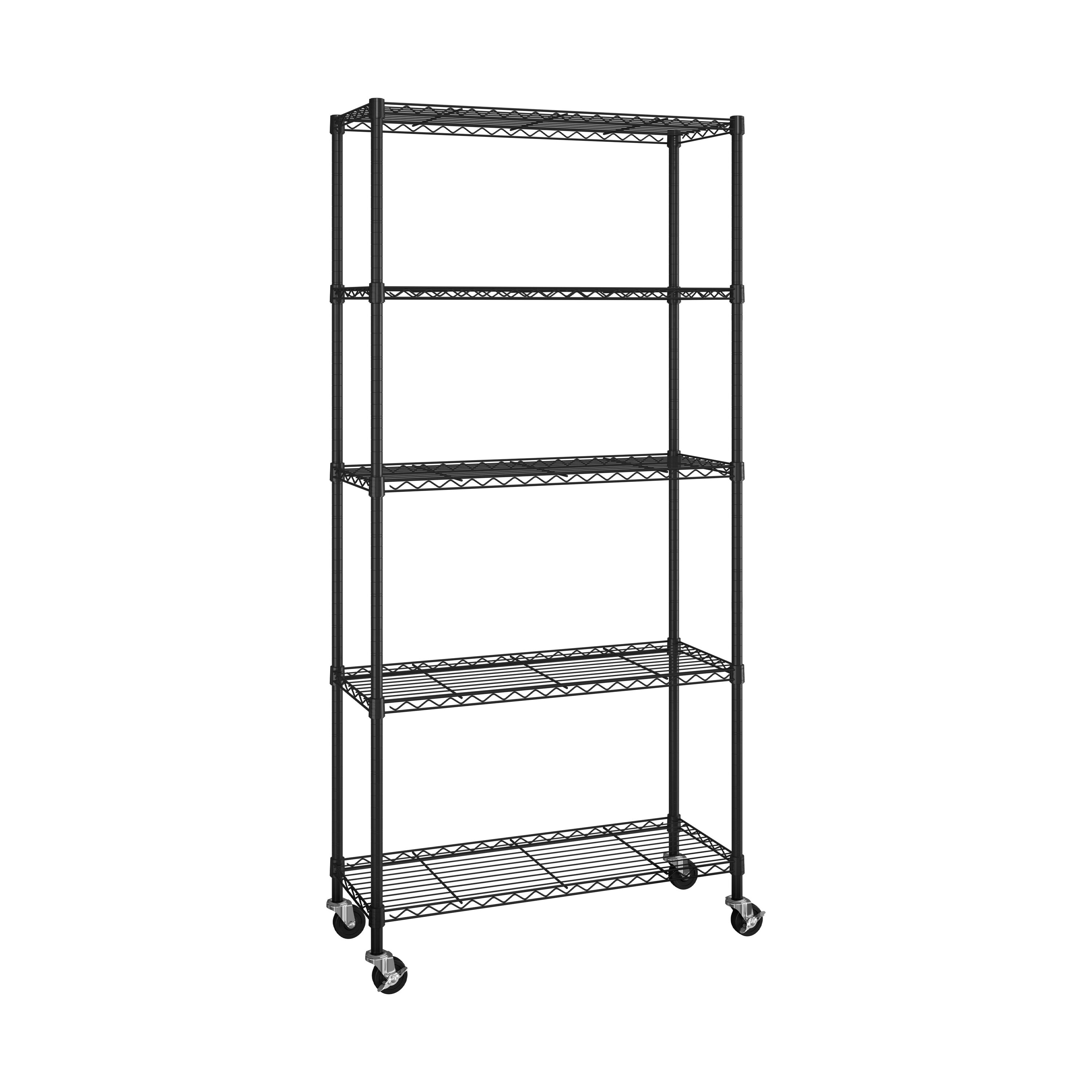 Seville Classics SHE15391B Steel Heavy Duty 5 -Tier Utility shelving unit ( 36-in W x 14-in D x 76-in H ) ( Black , ( 300-lb lbs. Capacity Per Shelf )
