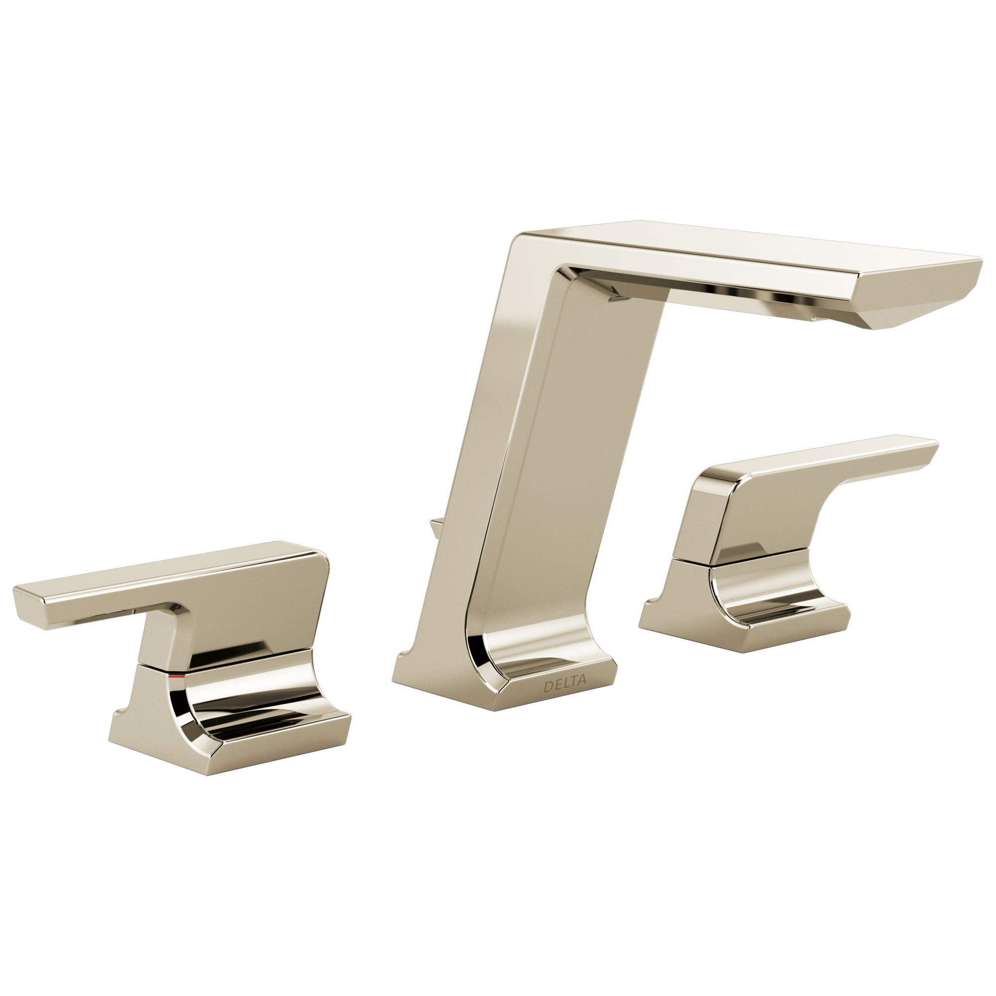 Delta 3599LF-PN-PR-MPU Pivotal Lumicoat Polished Nickel Widespread 2-handle WaterSense Low-arc Residential Handle Bathroom Sink Faucet with Drain