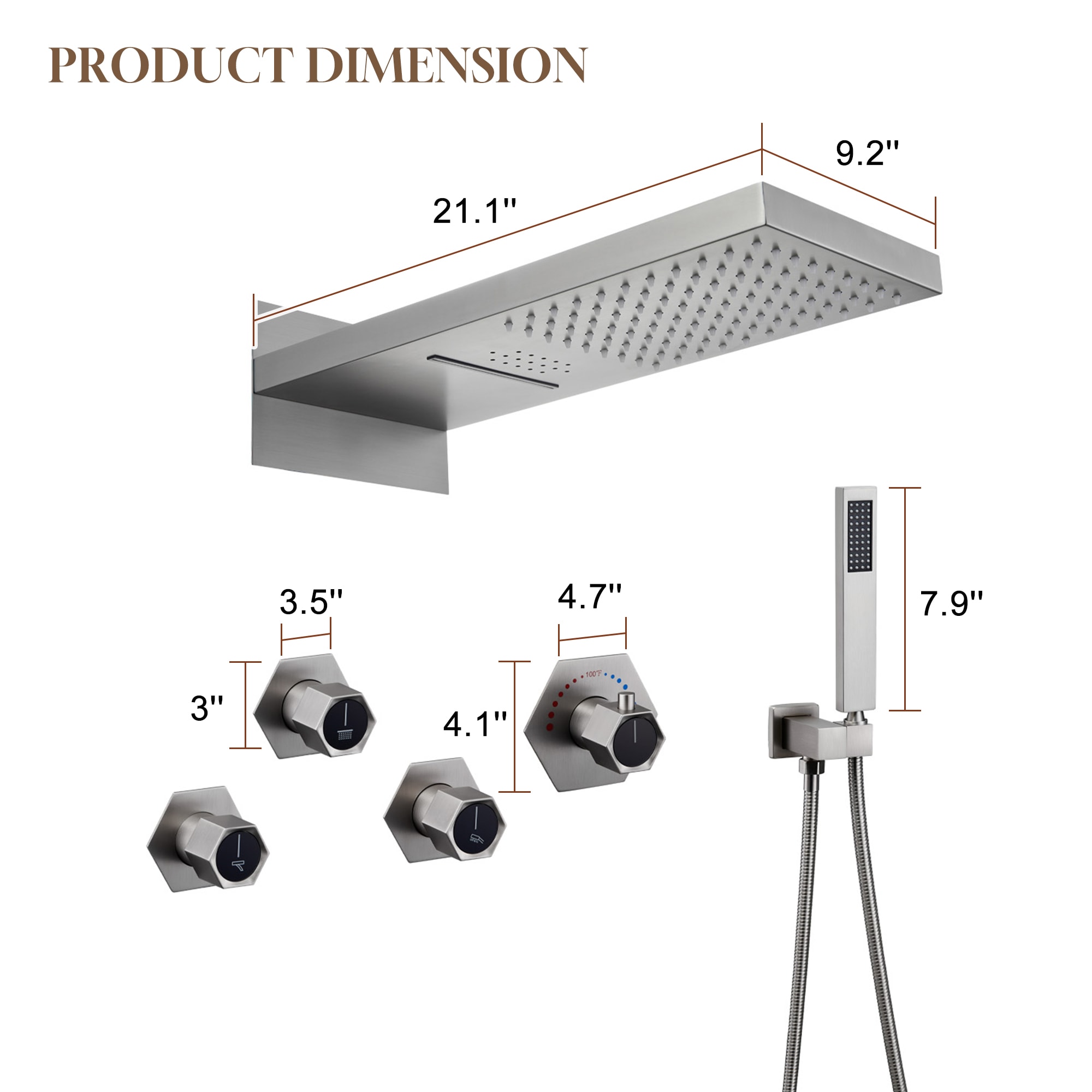 CASAINC EB-C-2-12-BN Showerhead-Bar-Panels - View #9