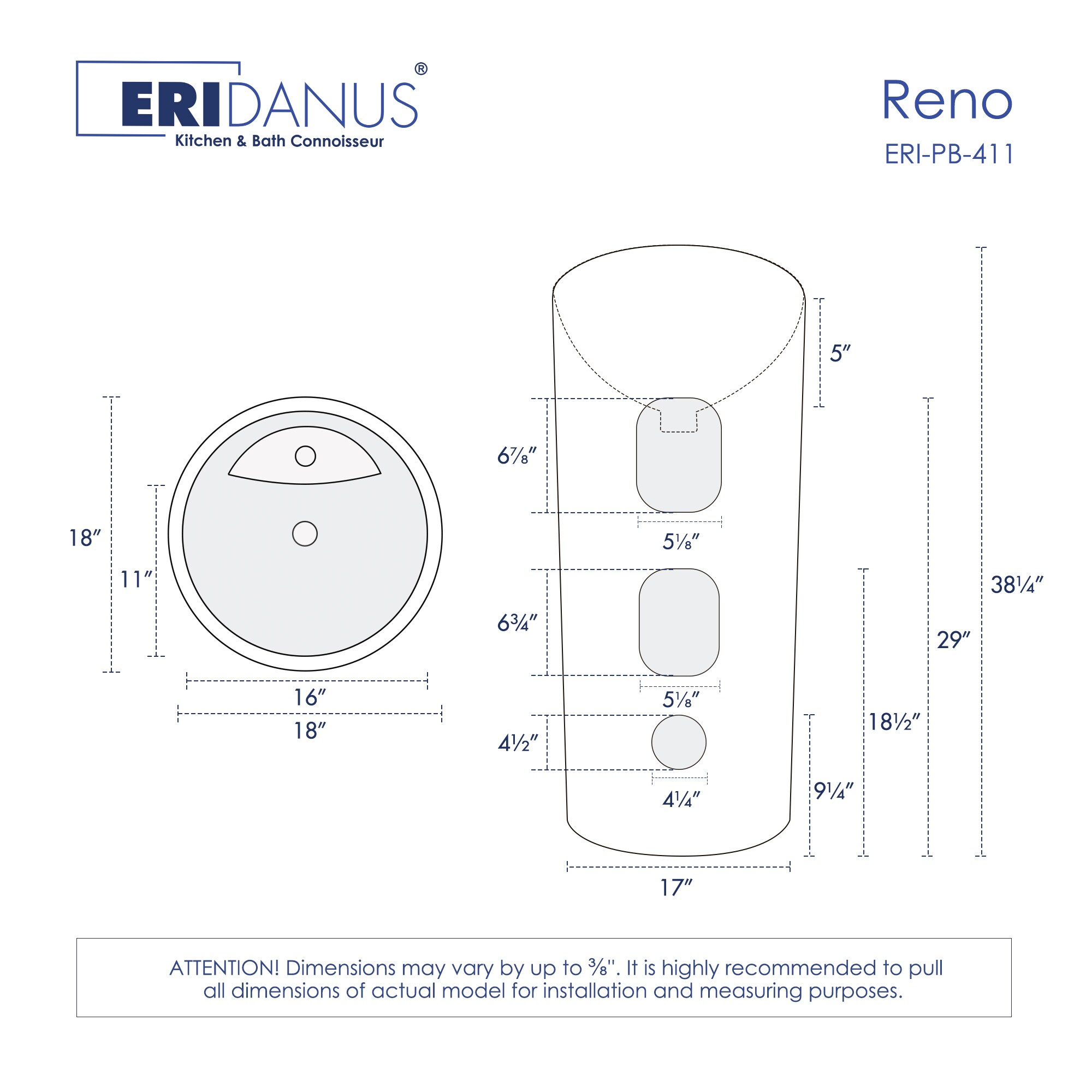 Eridanus ERI-PB-411 Complete-Pedestal-Lavatories - View #3