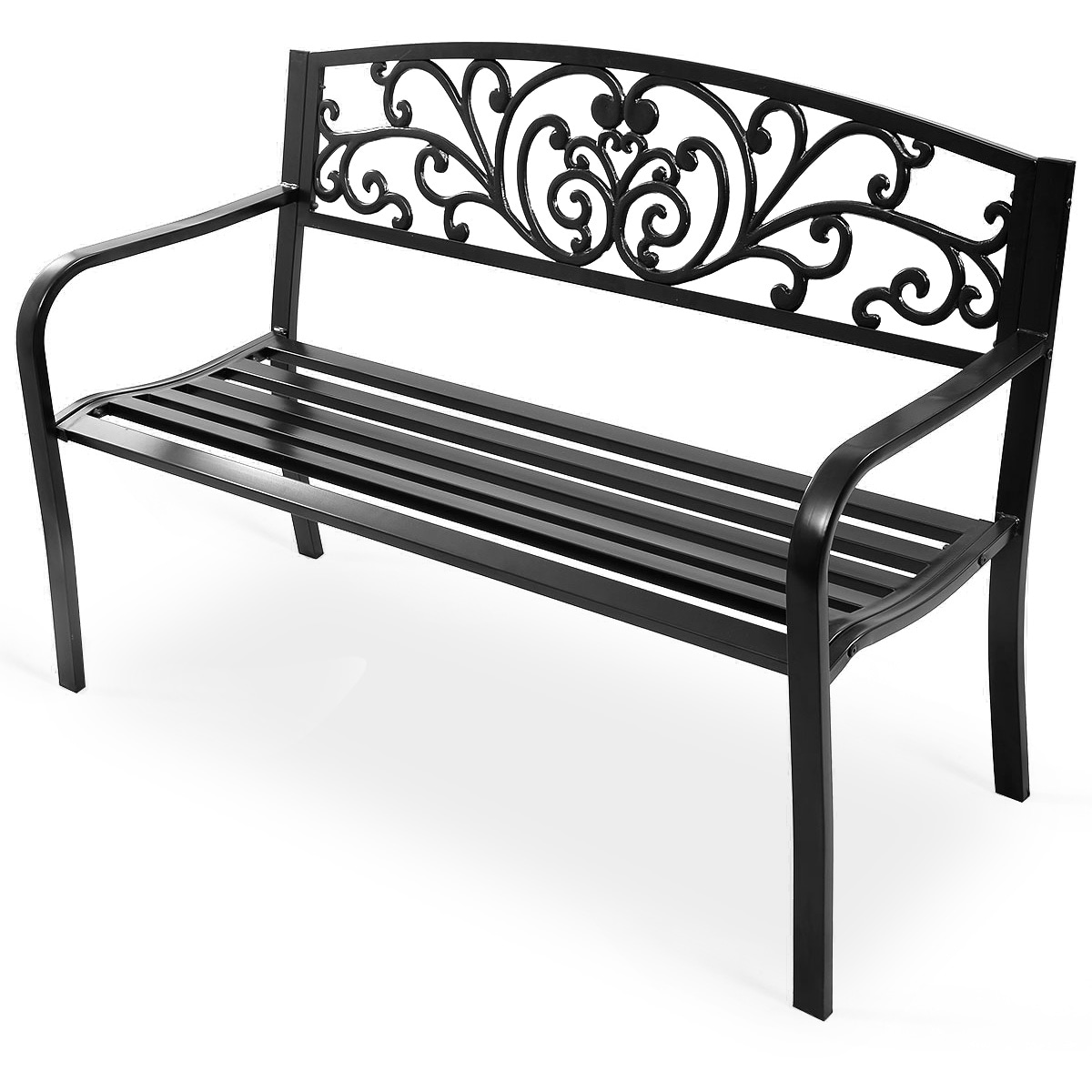 CASAINC WF-HW66422-LA 50-Inches W x 33.5-Inches H Black Steel Garden Bench