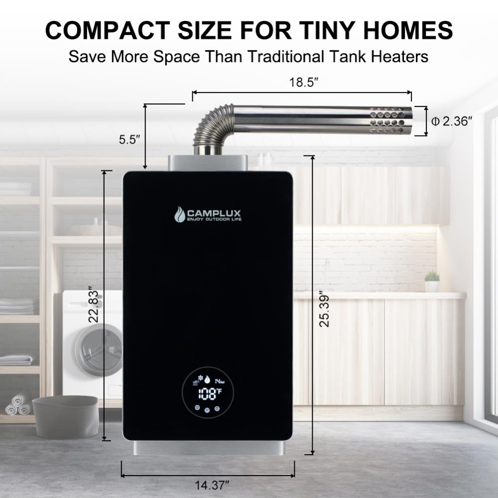 Camplux Tankless Electric On Demand Instant Hot Water Heater - Black