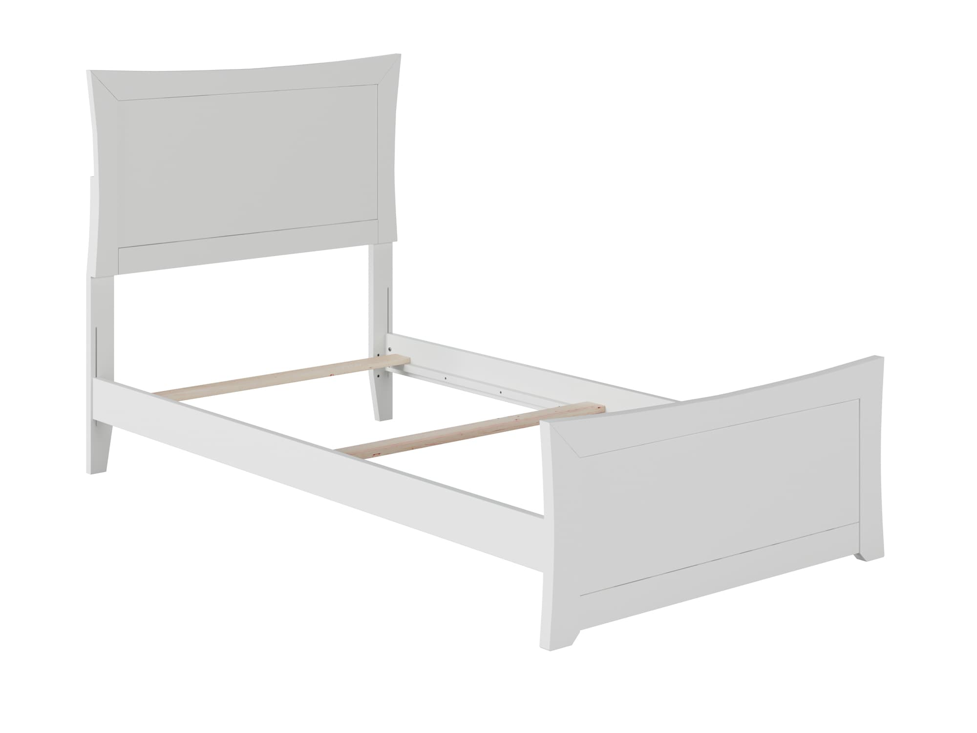 Metro Twin White Wood Platform Bed with Headboard