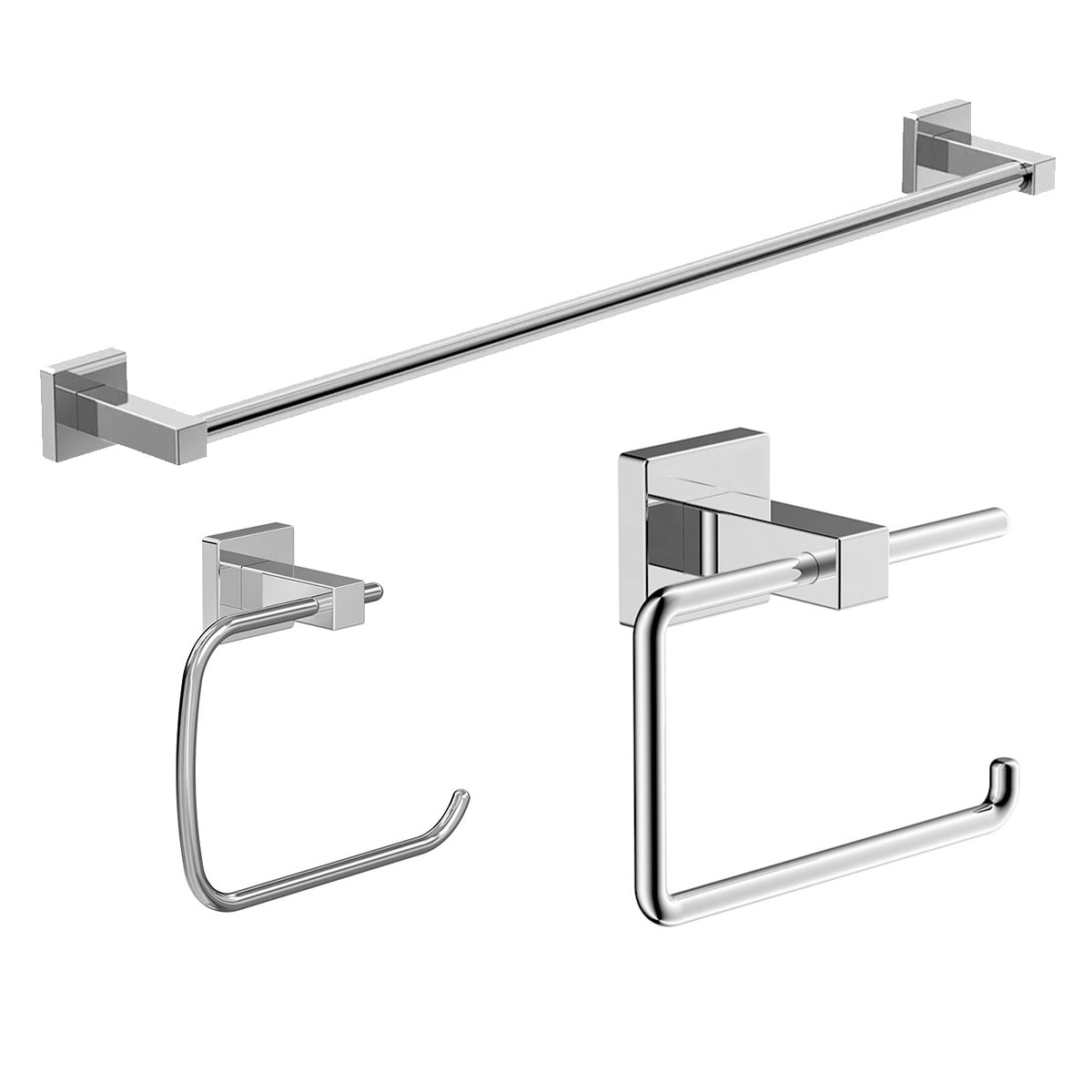 Symmons 36AC3BUNDLE 3 -Piece Duro Polished Chrome Decorative Bathroom Hardware Set Towel Bar, Toilet Paper Holder, Towel Ring Included