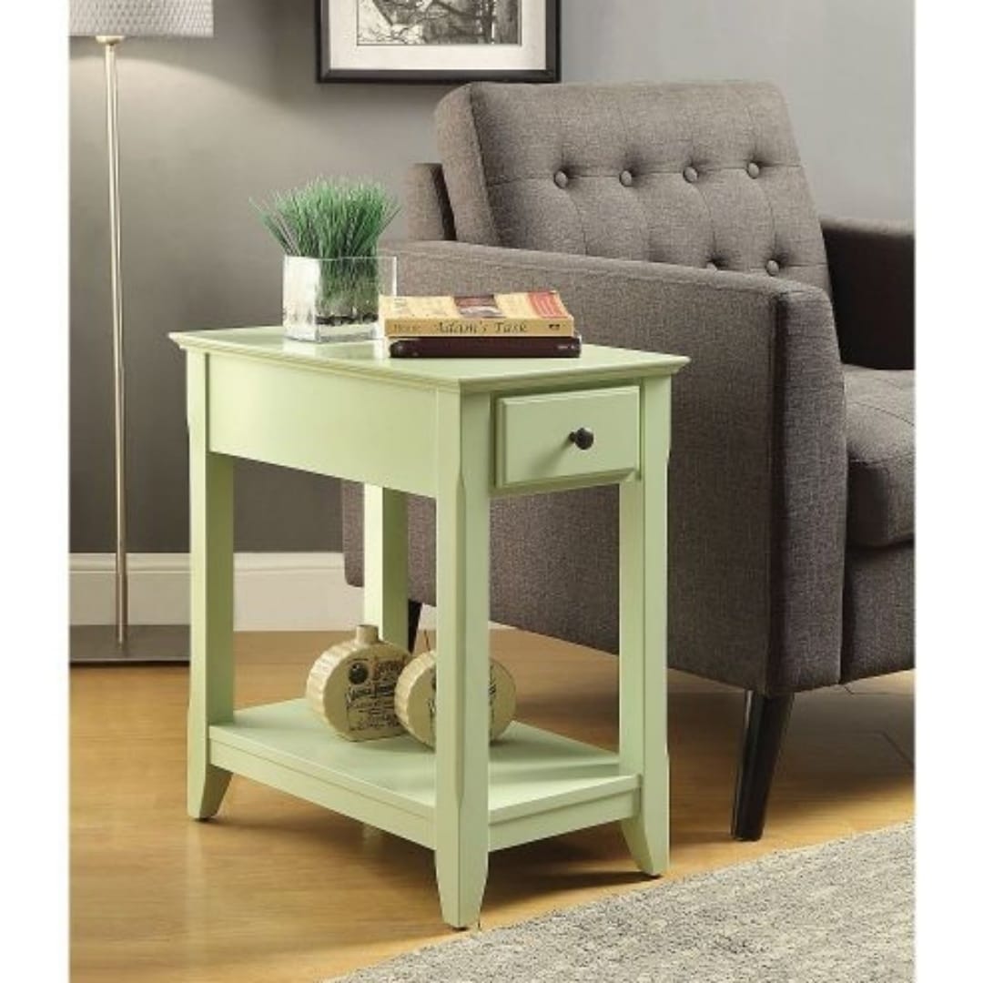 ZAKLOOP WU82840 22-in W x 23-in H Green Wood Rectangular Modern End Table with Storage Assembly Required