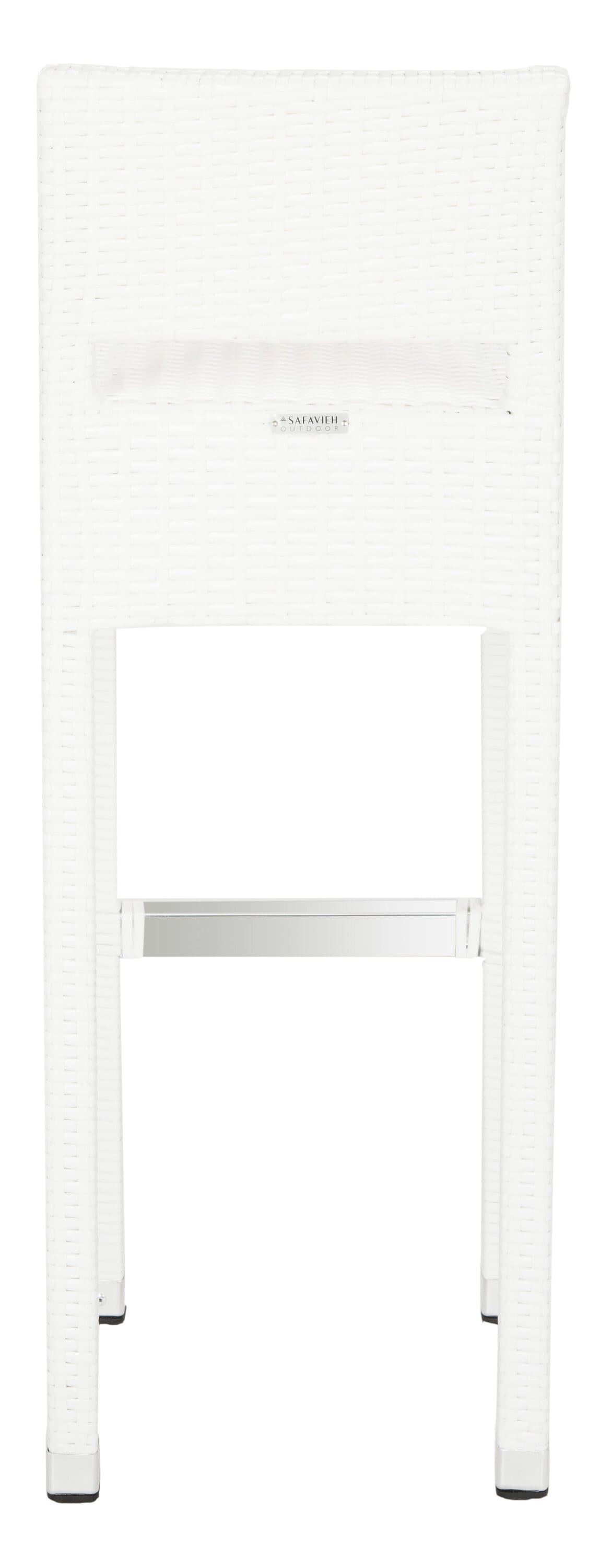 Safavieh FOX5212C Landry Wicker White Rattan Frame Stationary Bar Stool Chair with Woven Seat