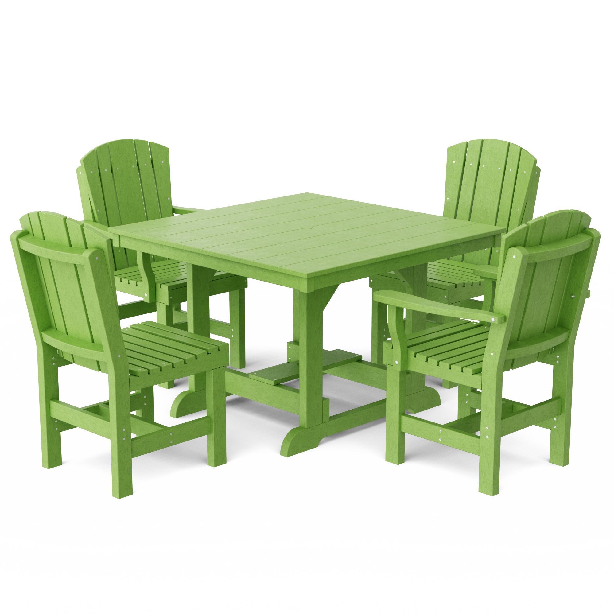 Wildridge Heritage 5 Piece Green Patio Dining Set Plastic Square Table With 4 Stationary Chairs 