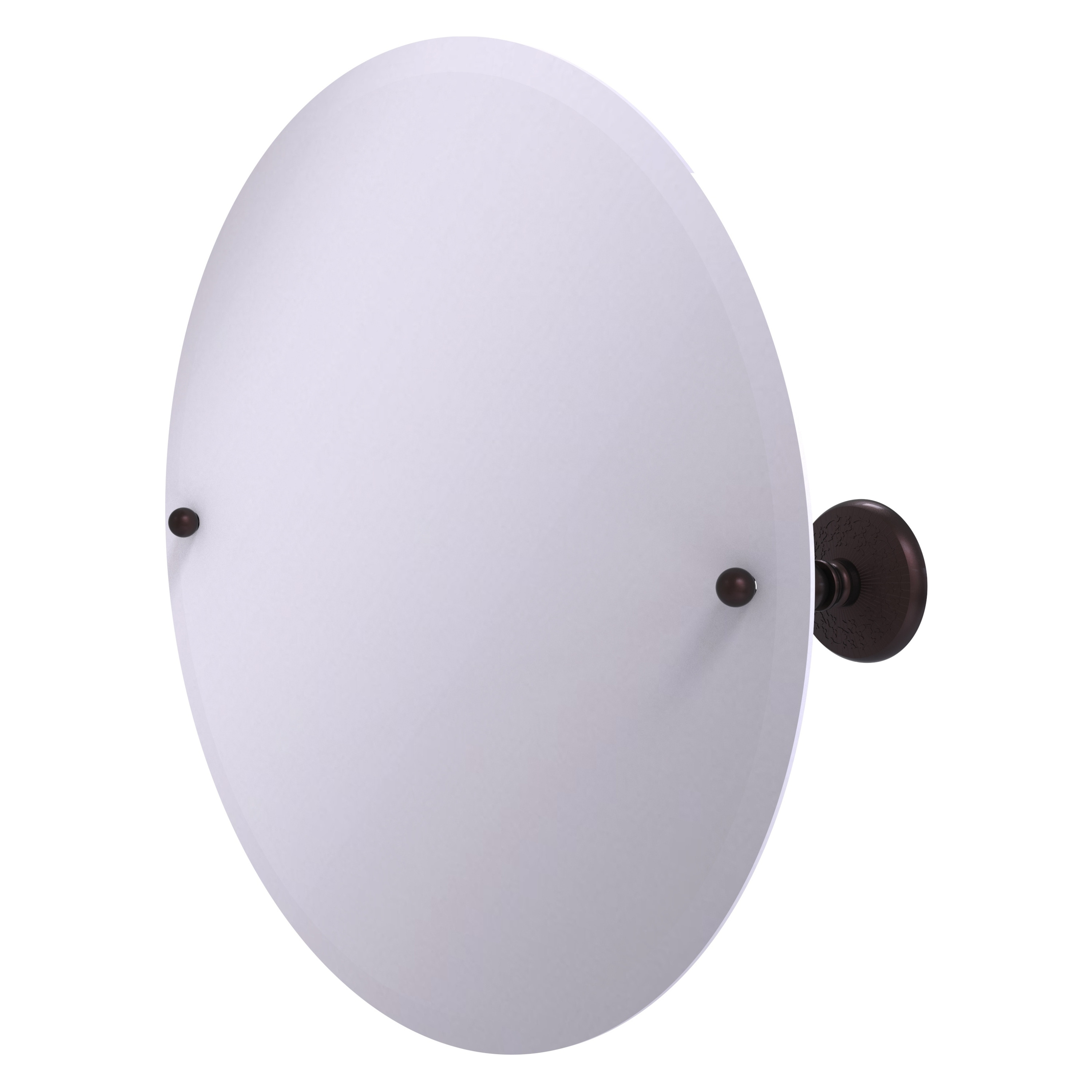 22" Frameless Round Tilt Mirror with Beveled Edge in Antique Bronze