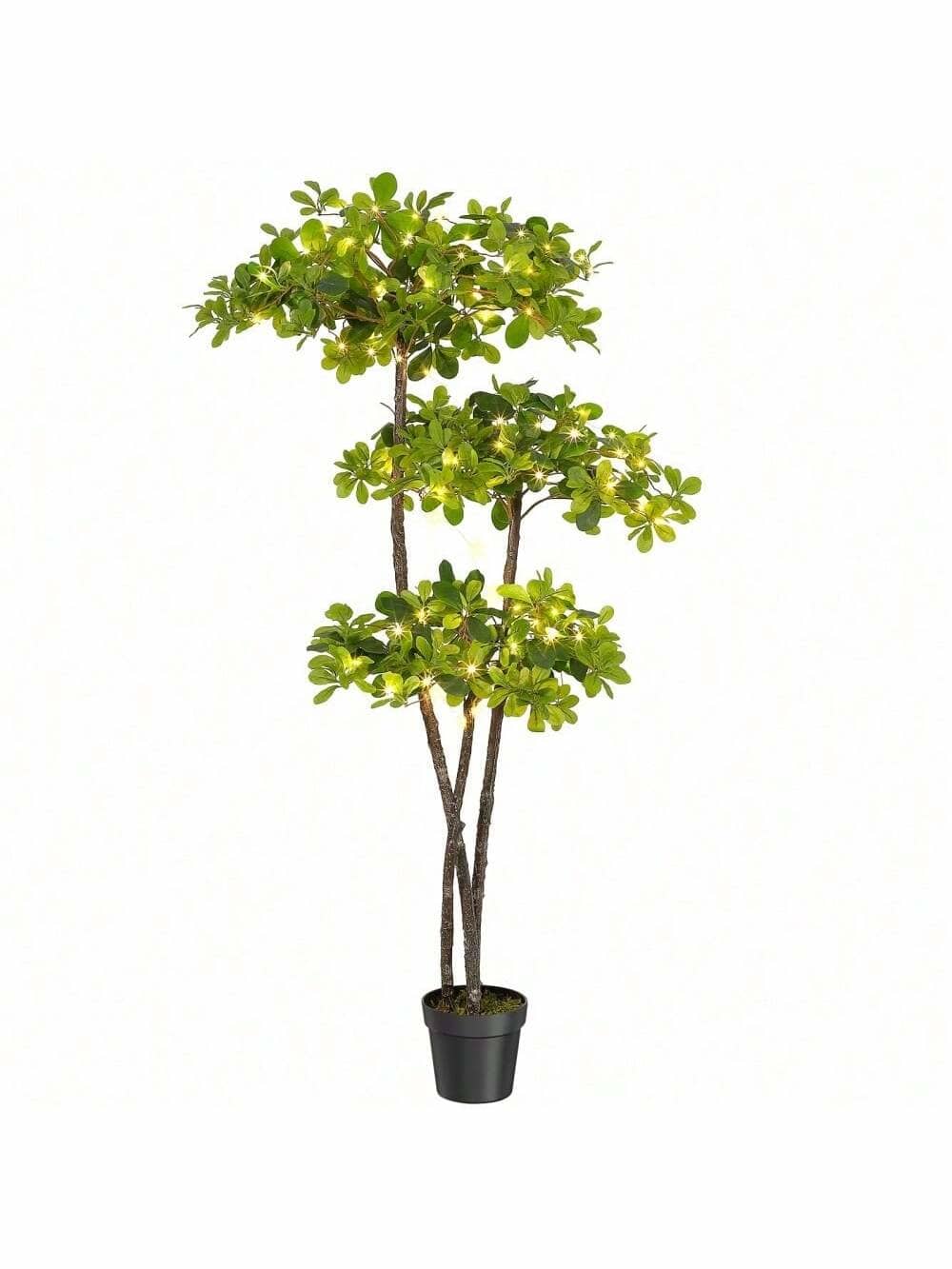 Qeetex PHK-33YNPFFG-HF4 6FTwith lights Faux Black Olive Tree. Fake Olive Tree Artificial Tree with Lights.Faux Trees Indoor with Black Planter and Realistic Leaves for Home Office DéCor
