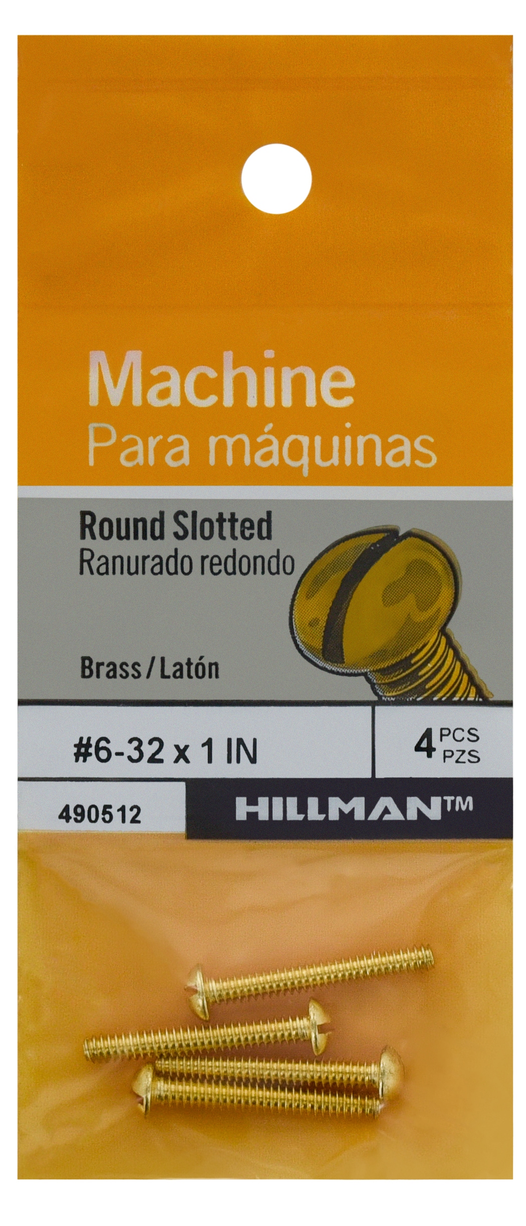 Hillman 490512 #6 - 32 x 1-in Slotted -Drive Machine screws ( 4 -Count )