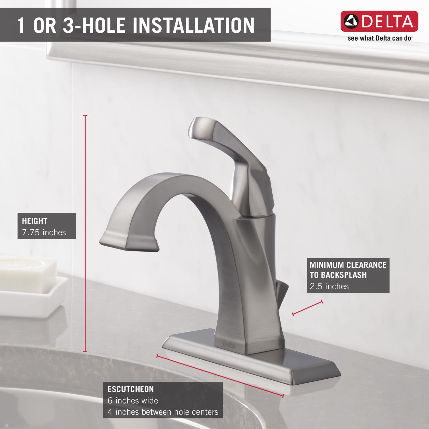 Dryden 7 3/4" Modern Stainless Steel Single Hole Bathroom Faucet