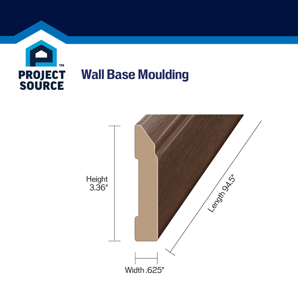 Project Source French Brown 0.62-in T x 3.3-in W x 94.5-in L Laminate Wood Wall Base | MG001955