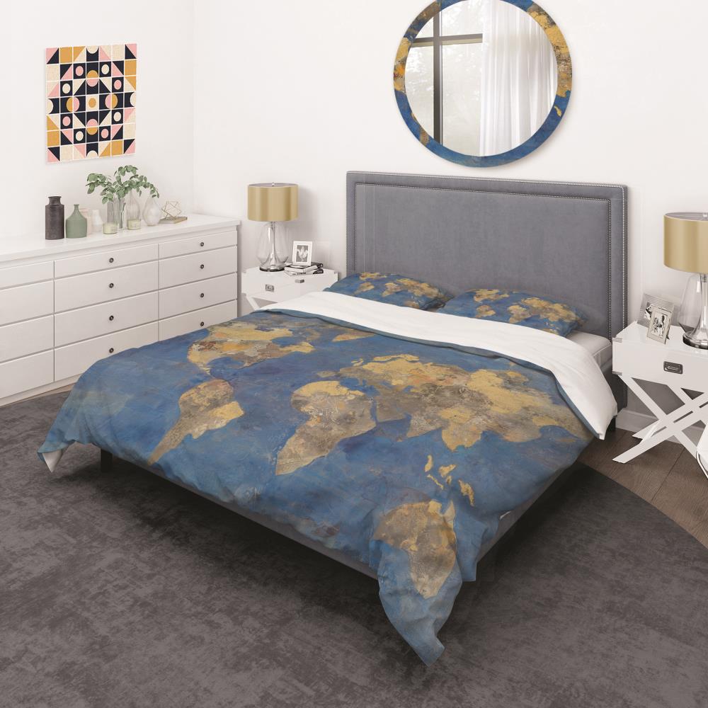 Designart BED30661-T 3 -Piece Blue Twin Duvet cover Set