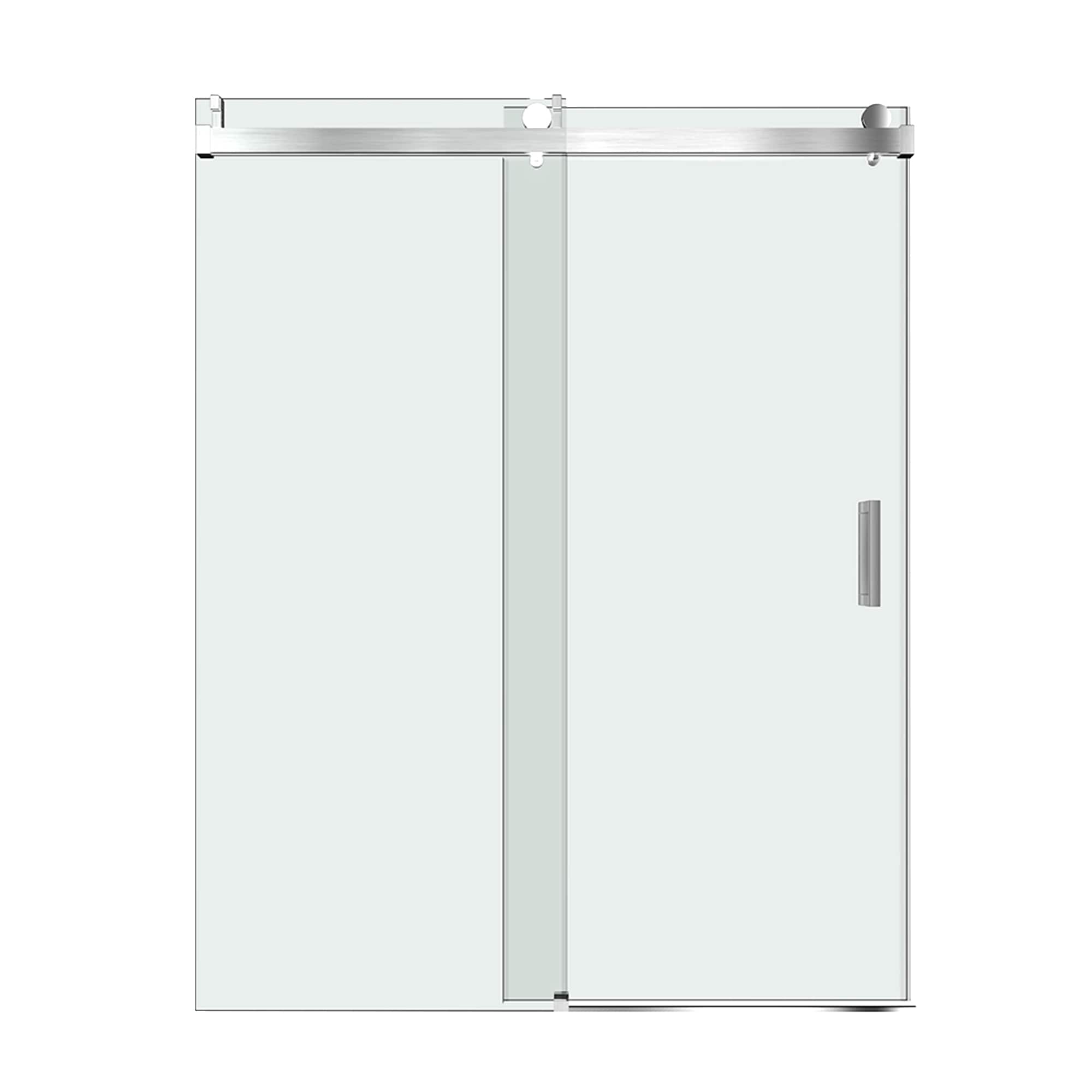 WELLFOR CV-SS08-6076BR Trackless Sliding Shower Door Brushed Nickel 56-in to 60-in x 76-in Frameless Sliding Soft Close Shower Door