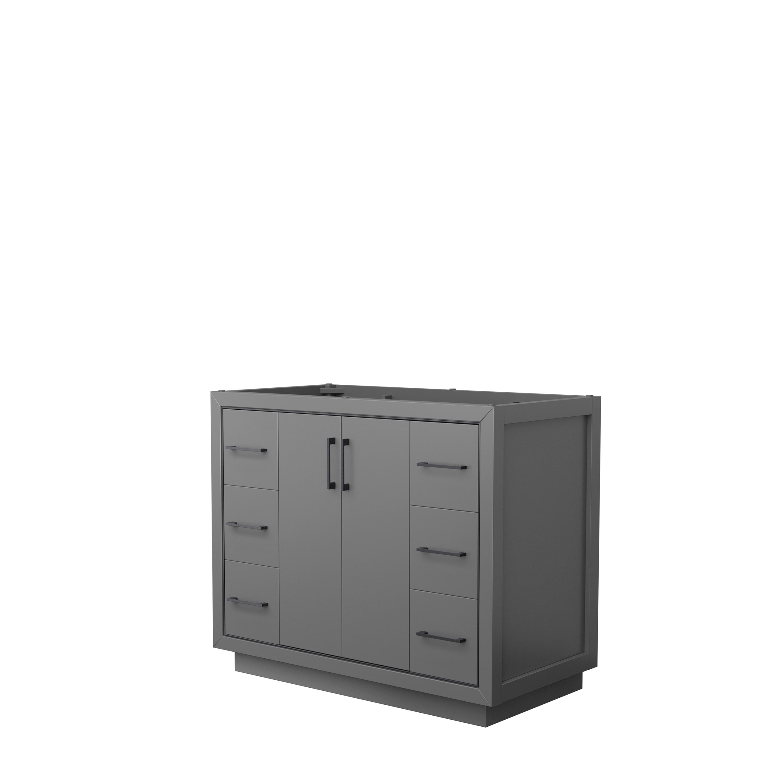 Wyndham Collection WCF111142SGBCXSXXMXX Icon 42-in Dark Gray with Matte Black Trim Bathroom Vanity Base Cabinet without Top