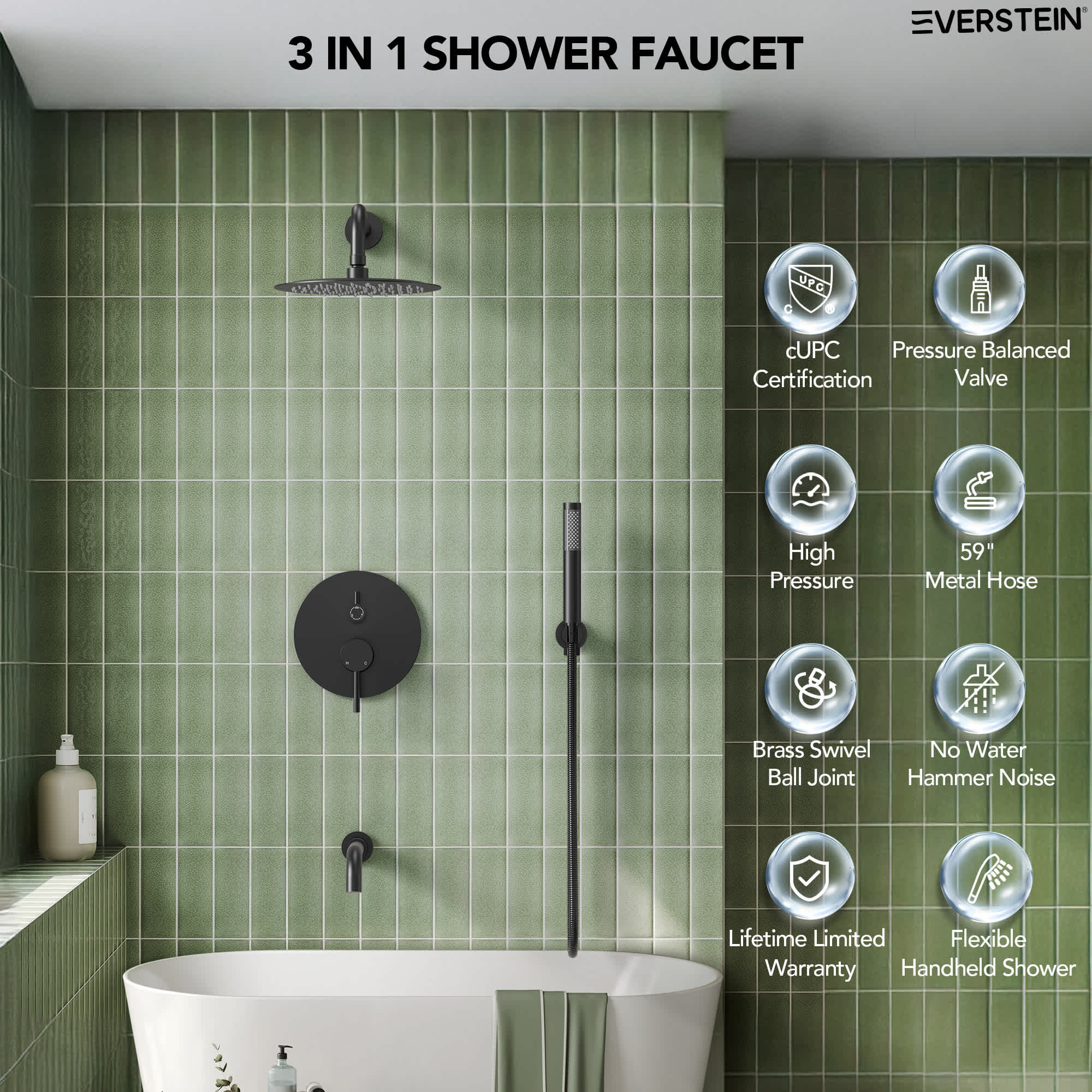 EVERSTEIN M6612BI-10BL Tub-Shower-Faucets - View #2