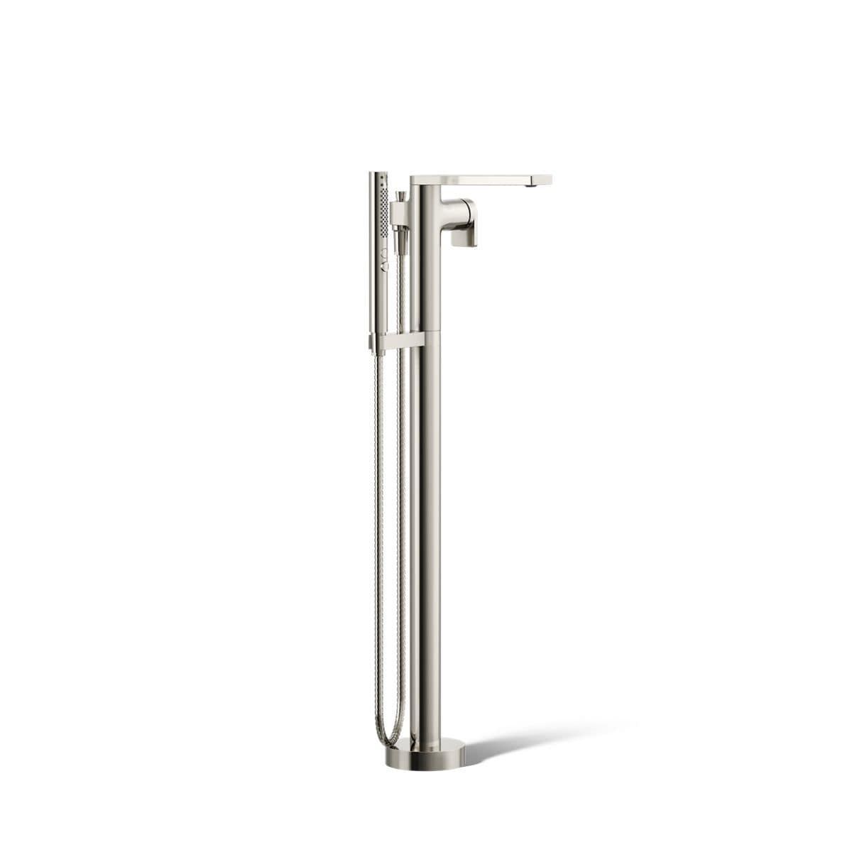 KOHLER T73087-4-SN Composed Vibrant Polished Nickel 1-handle Floor-mount Low-arc Bathtub Faucet with Hand Shower