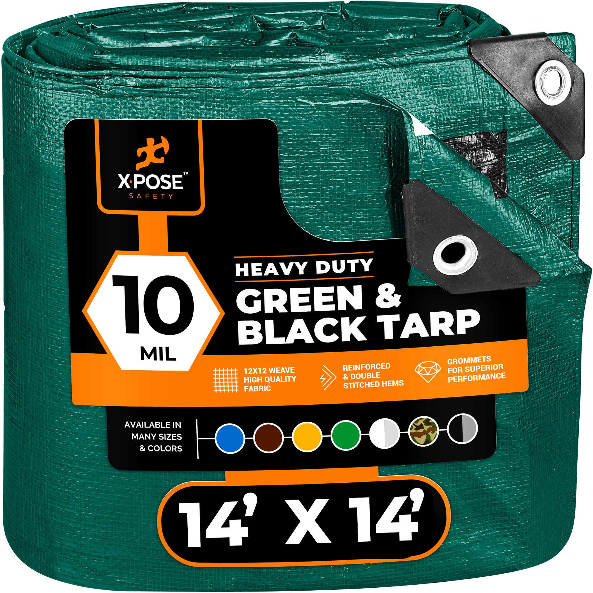 XPOSE SAFETY MTGB-1414-X 14-ft x 14-ft Black Commercial Polyethylene 10-mil Tarp