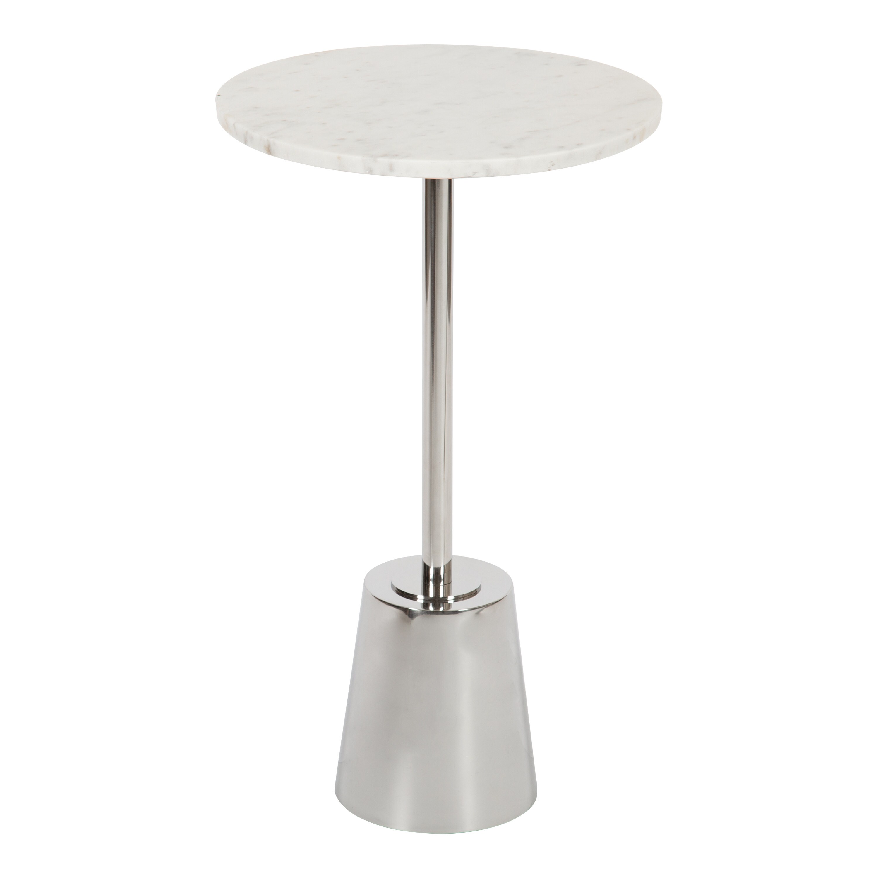 Kate and Laurel 221948 Tira 14.00-Inches W x 23.25-Inches H Silver Stone Round Modern End Table Assembly Required