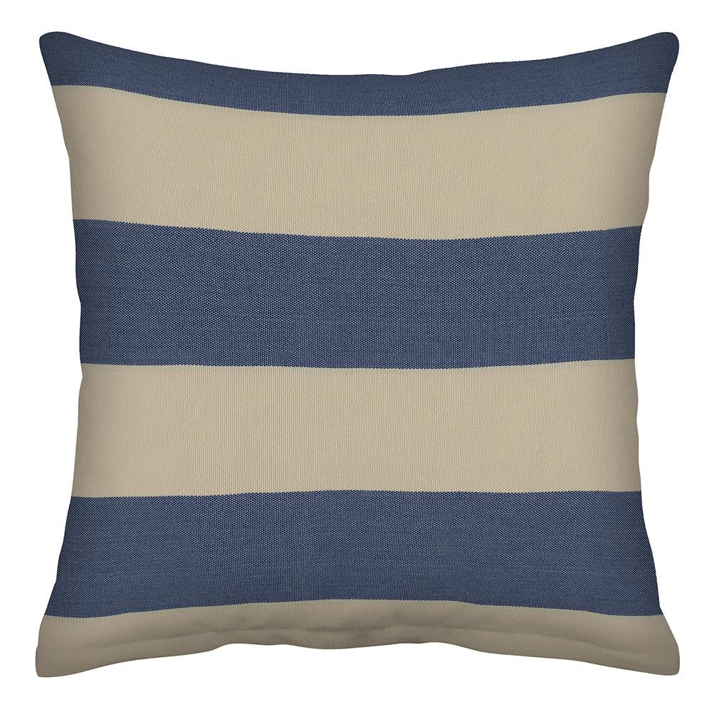3i Products 21516S-201A152 2-Pack Striped Blue and Khaki Square Throw Pillow