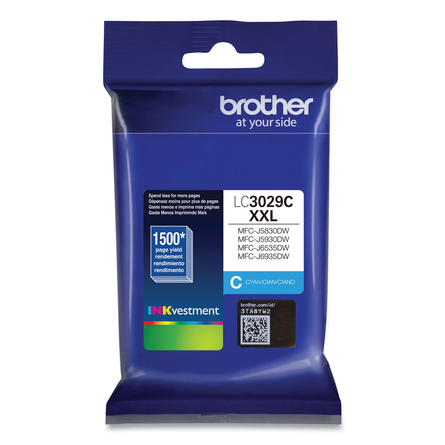 Brother LC3029C INKvestment Super High-Yield Ink 1500 Page-Yield Cyan #LC3029C