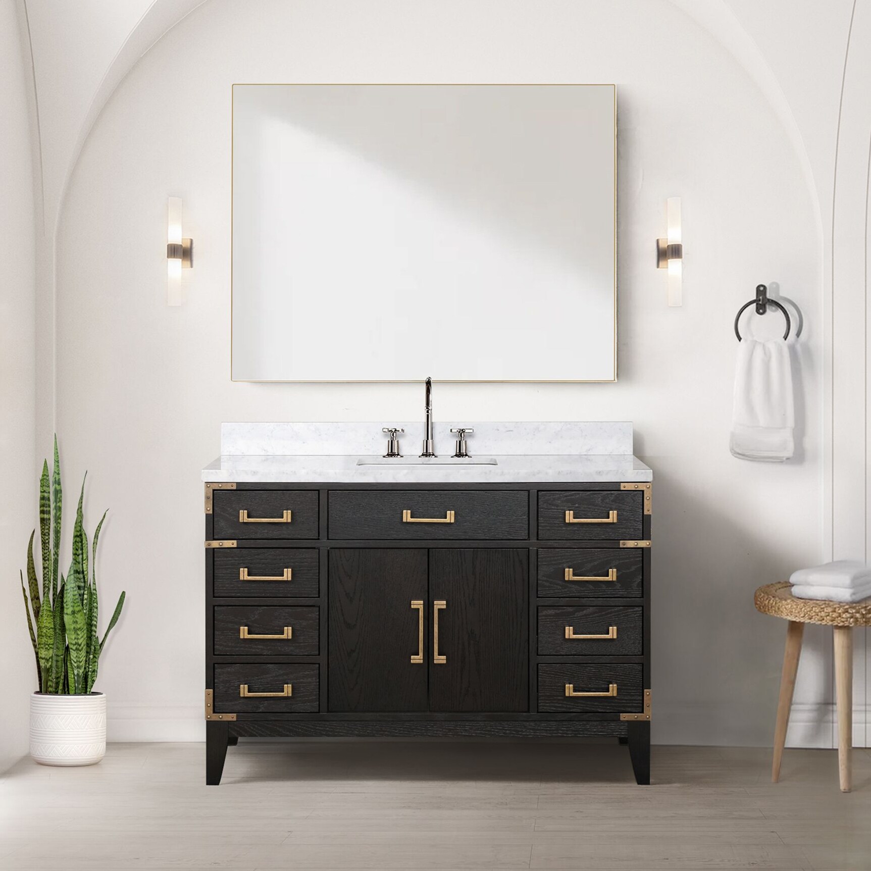 Lexora Wilton 48-in Black Oak Undermount Single Sink Bathroom Vanity ...