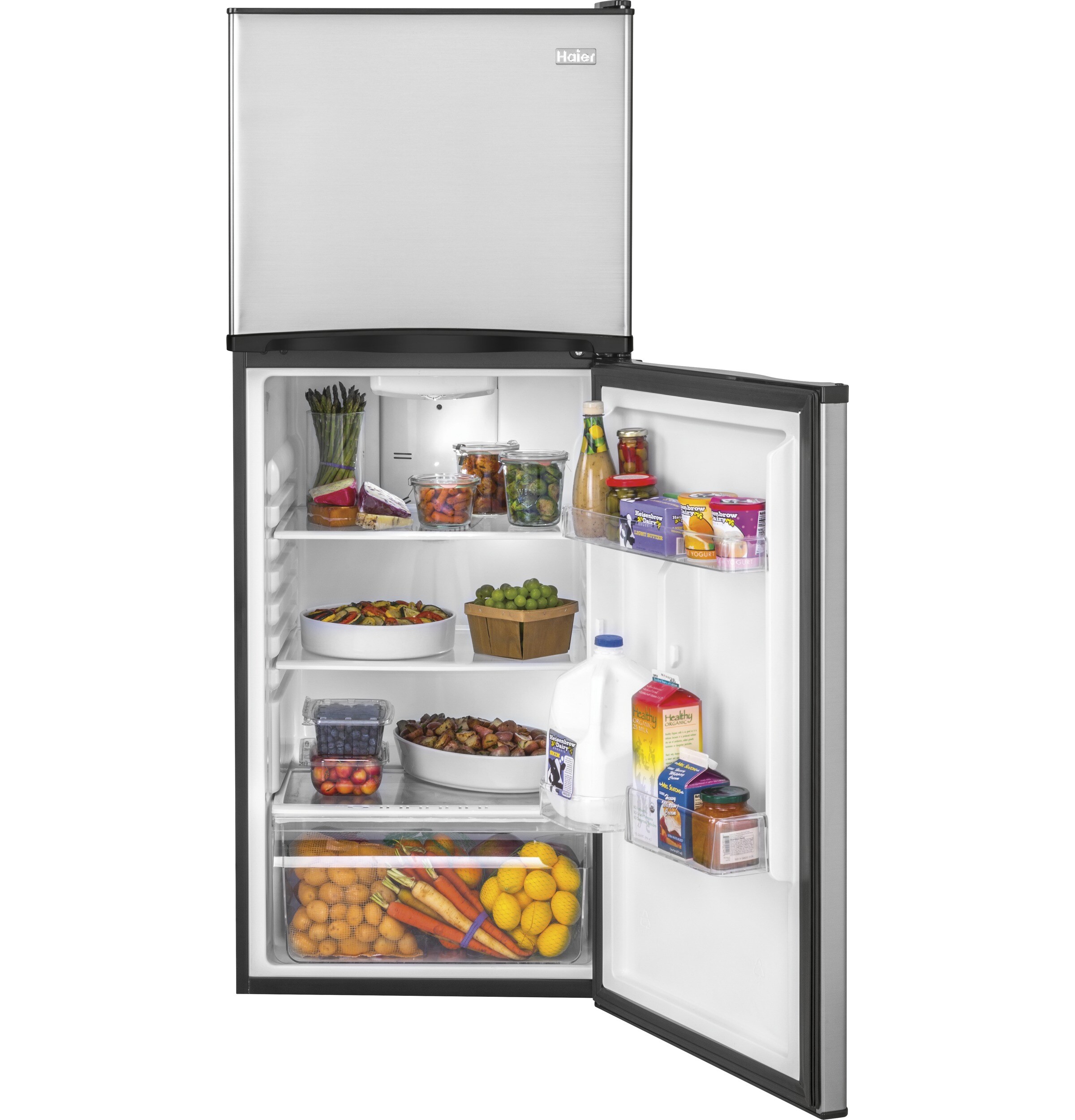 Haier 9.8-cu ft Counter-depth Top-Freezer Refrigerator (Stainless 