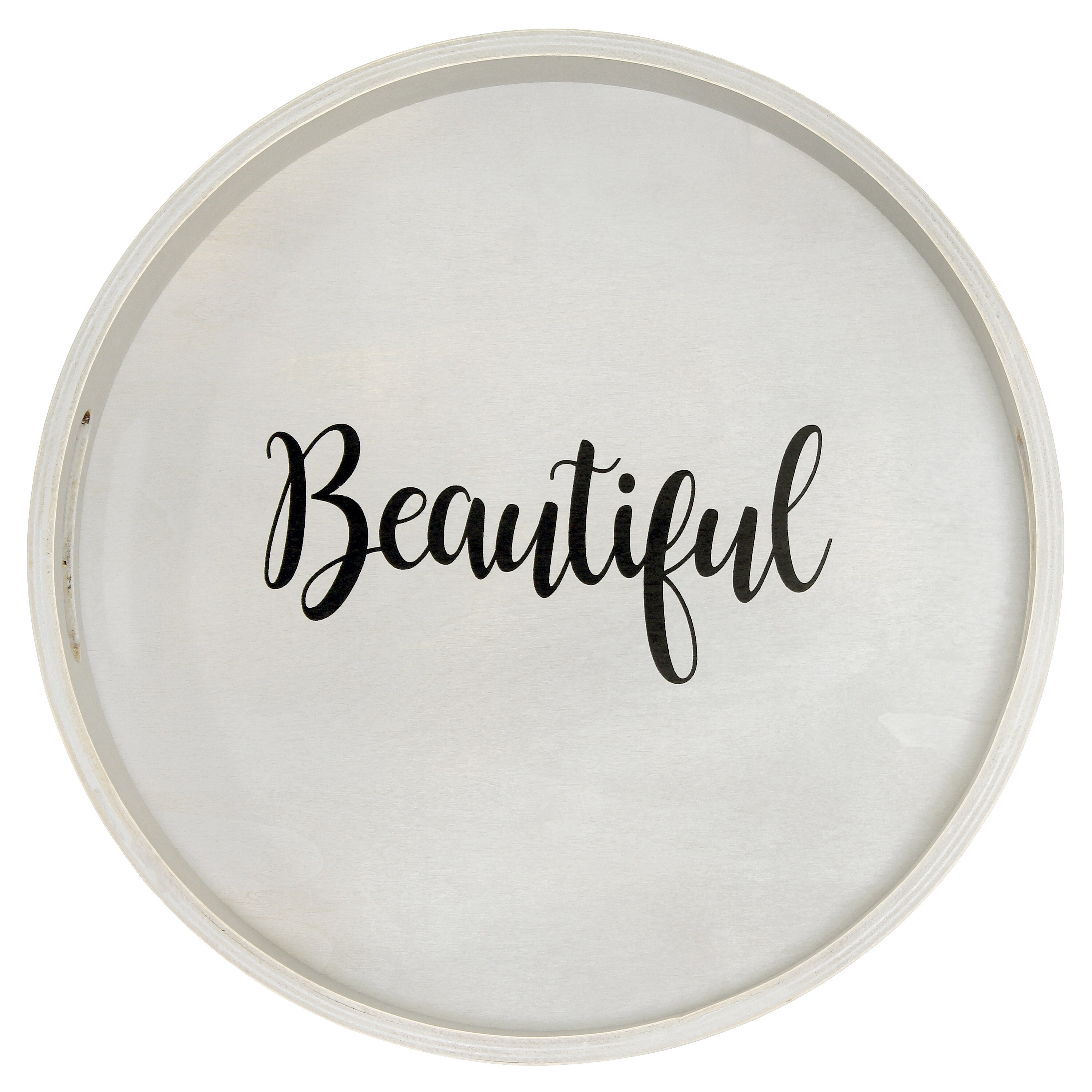 Elegant Designs HG2013-GYB 13.75-in x 13.75-in Gray Wash Round Serving Tray