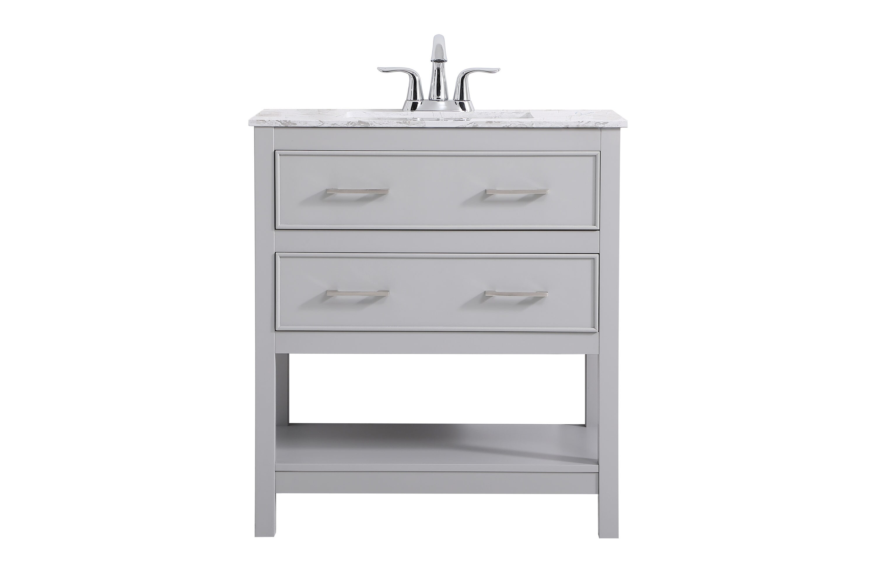 Home Furnishing 30-in Grey Undermount Single Sink Bathroom Vanity with Calacatta White Engineered Marble Top in Gray | - Elegant Decor HF270390GR