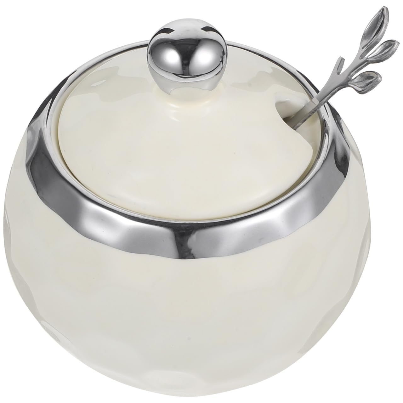 Aoibox  Ceramic Sugar Bowl and Condiment Jar with Stainless Steel Lid 3 74x3 74x3 74 in Porcelain Seasoning
