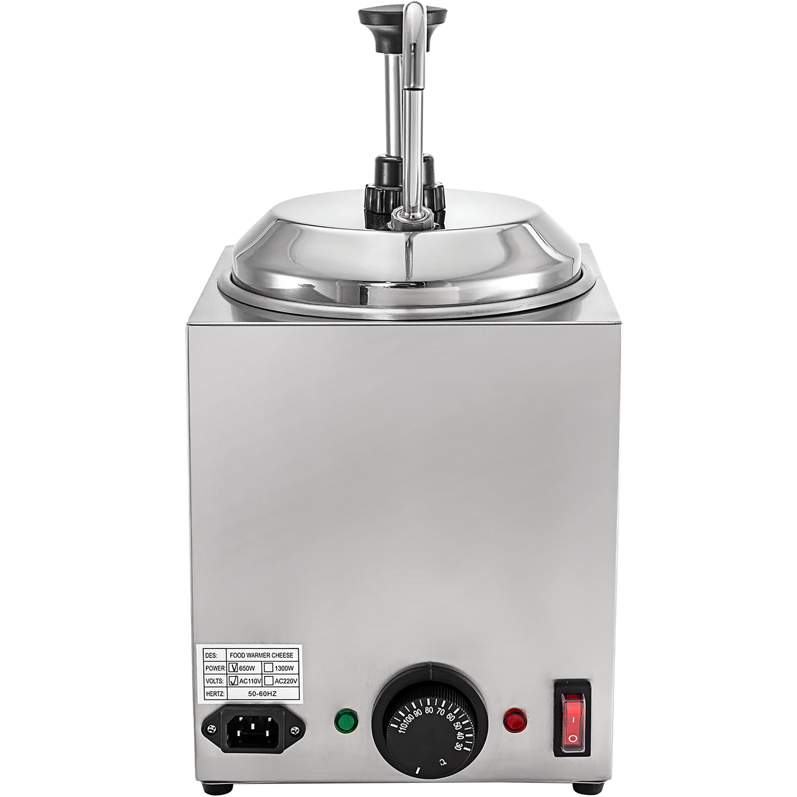 VEVOR 650W 2.4 QT Hot Fudge Warmer - Commercial/Residential Stainless Steel Cheese  Dispenser - Temperature Control - Includes Cleaning Brush & Spare Pump Tube  in the Specialty Small Kitchen Appliances department at