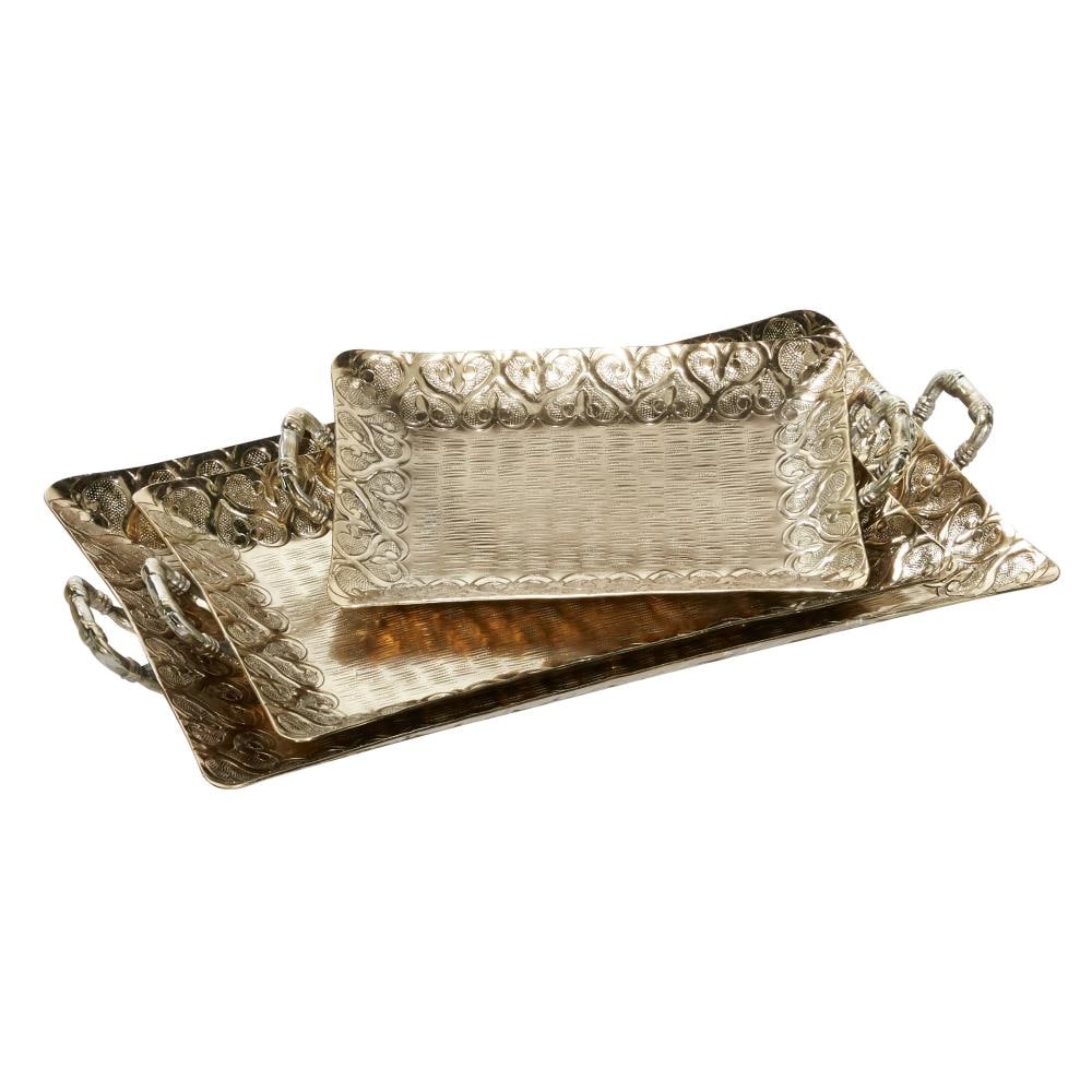 Grayson Lane 67405 3 -Pack Gold Metal Art deco Decorative tray