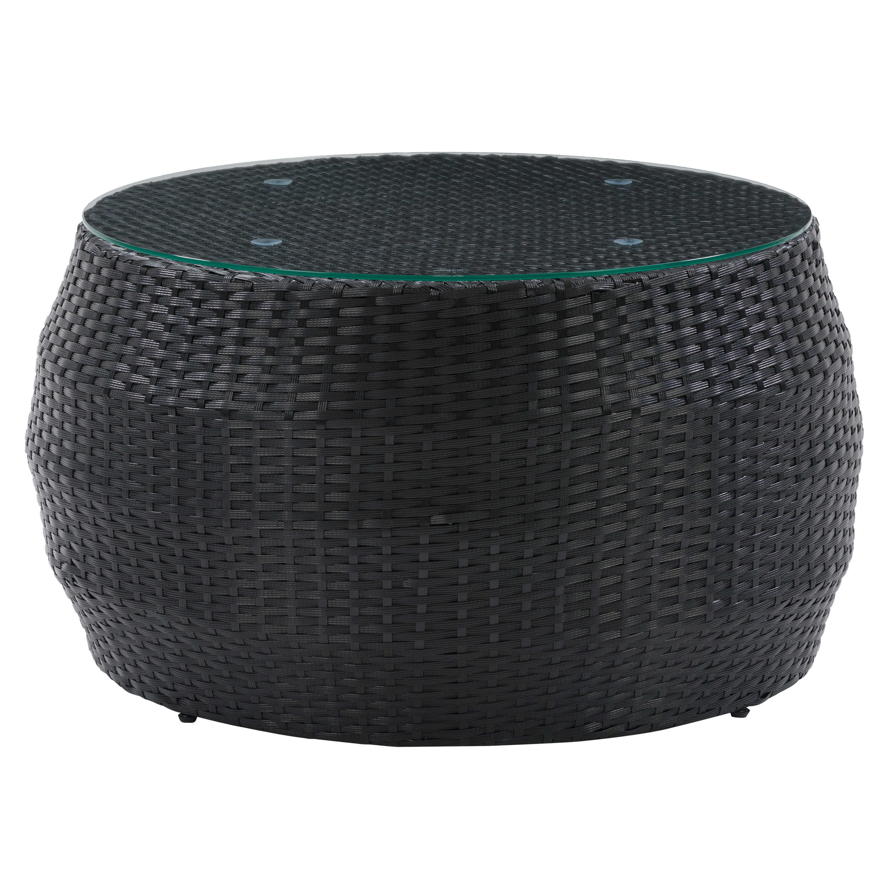 CorLiving PRK-450-T Parksville Round Rattan Outdoor Coffee Table 28.75-in W x 28.75-in L