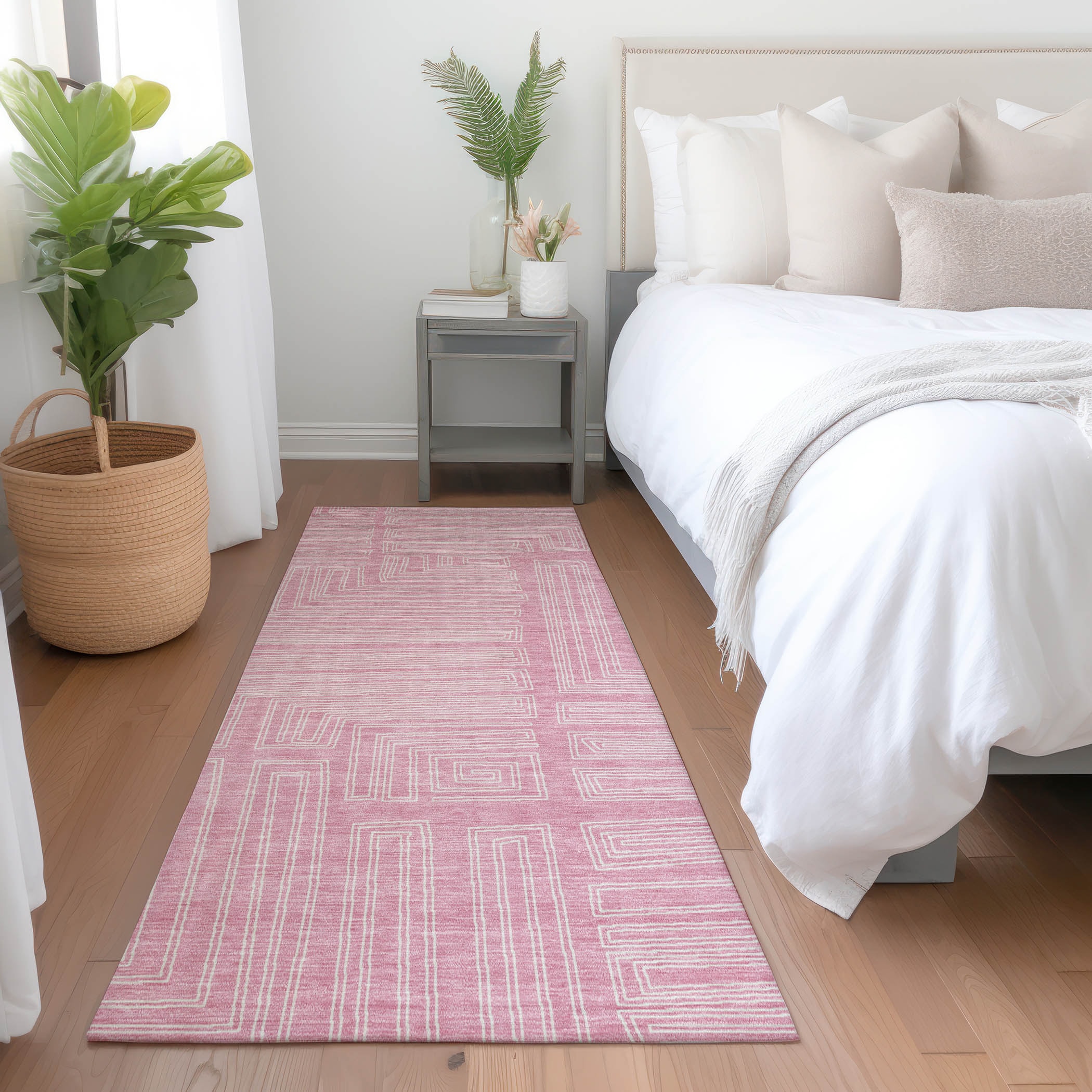Addison Rugs ACN1045PI2X8 Chantille ACN1045PI 2 x 7 (ft) Polyester Pink Rectangular Indoor/Outdoor Geometric Machine washable Runner rug