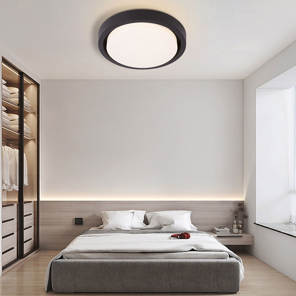 Oukaning 1-Light 12.59-in Modern Minimalist Round Black LED Flush Mount Light | ZX-HCX2896-492US Oukaning 1-Light 12.59-in Modern Minimalist Round Black LED Flush Mount Light | ZX-HCX2896-492US