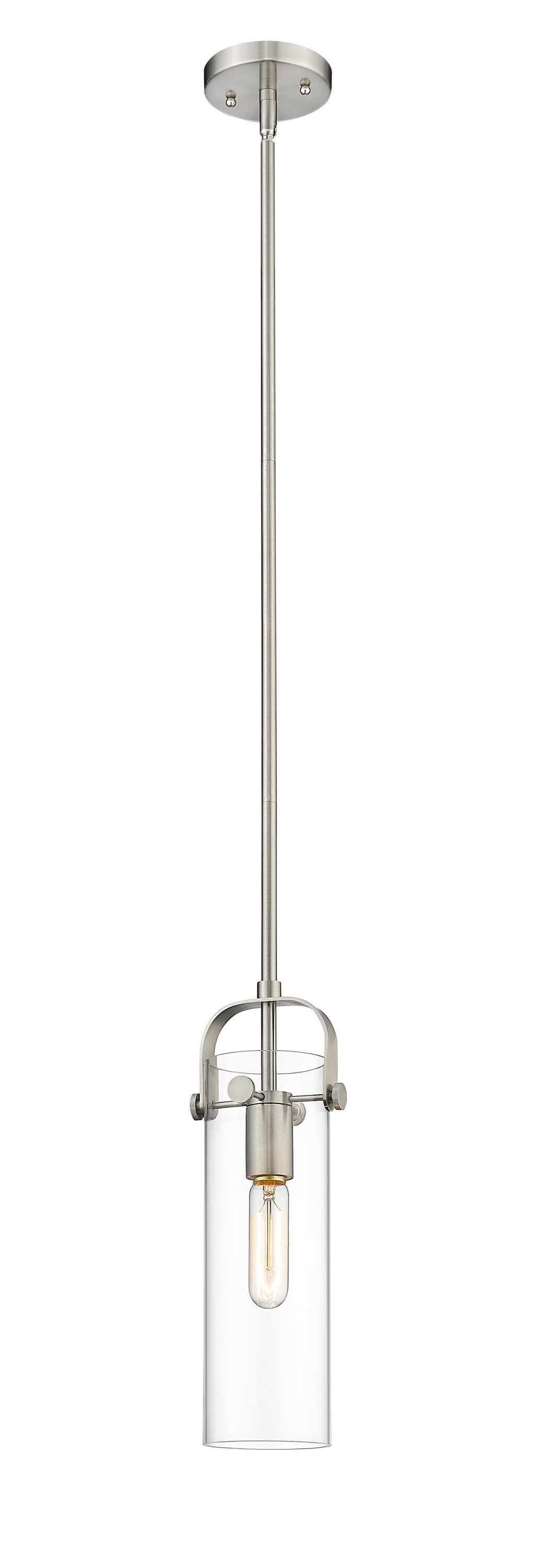 Eco-Friendly Brushed Satin Nickel Mini Pendant with Brass Accents