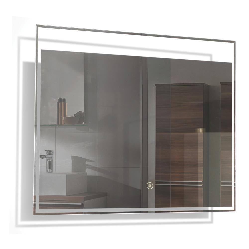 Transolid Taylor 31.5-in x 23.62-in Lighted Silver Frameless Bathroom ...