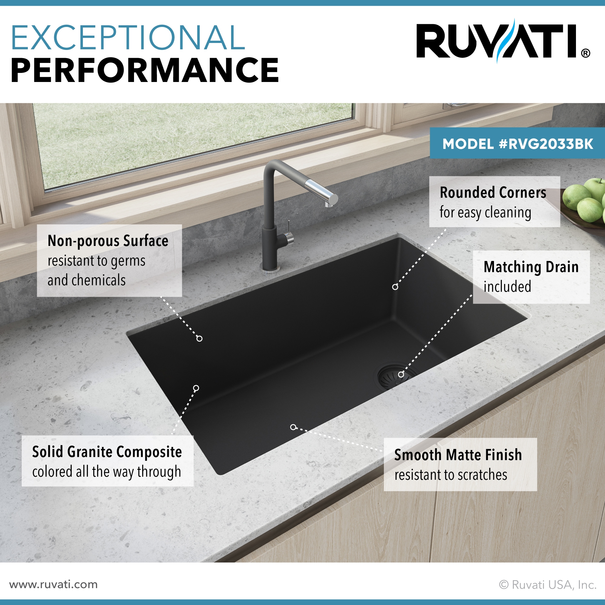 Ruvati RVG2033BK Kitchen-Sinks - View #5