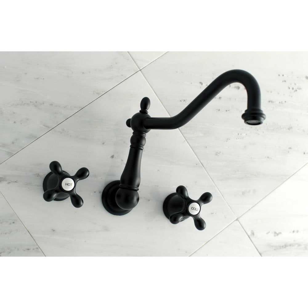 Kingston Brass WLKS1020AX Heritage Matte black 2-handle Wall-mount High-arc Bathtub Faucet ( Valve Included )