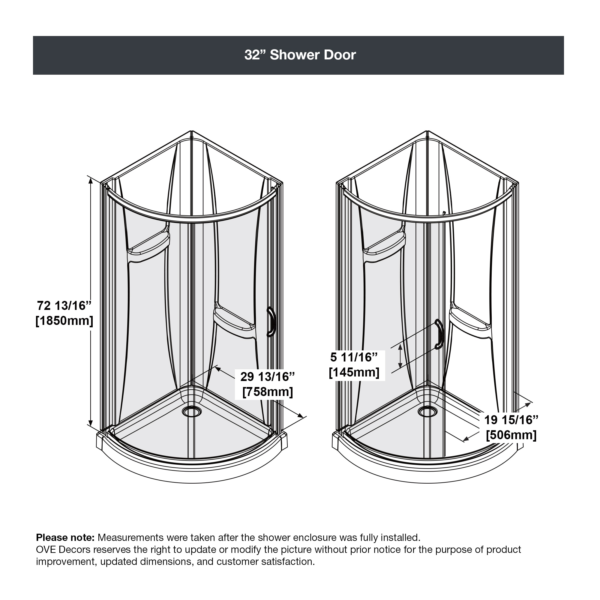 OVE Decors 15SKA-BREF32-SAT Alcove-Shower-Kit - View #11