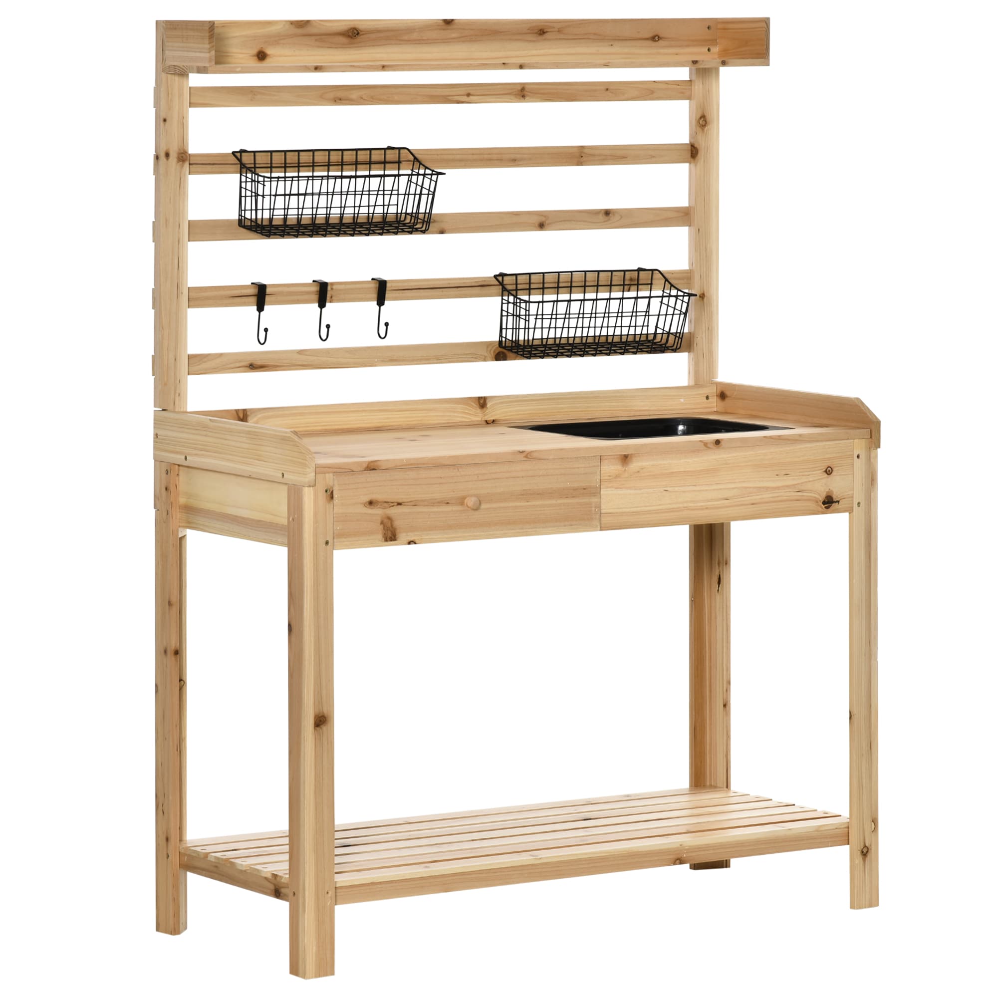 Kahomvis AOS-QPT2-501 Potting Bench 42.25-Inches x 56-Inches x 18-Inches Natural Potting Bench