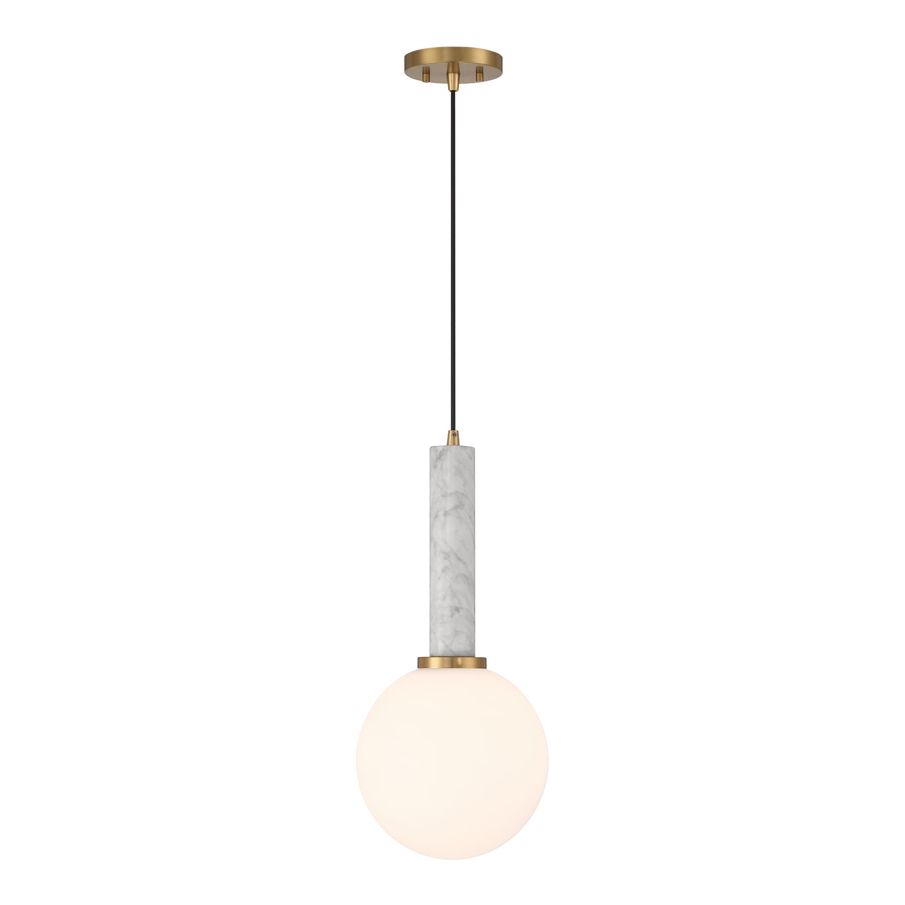 Savoy House 7-2902-1-264 Callaway 1-Light Pendant in White Marble with Warm Brass White Marble with Warm Brass Modern/contemporary Art glass Globe Medium Hanging Pendant light