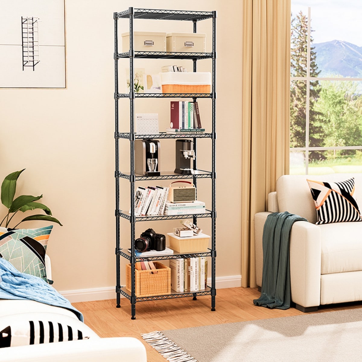 GlasFlength -  80 Inch 2000 Lbs Heavy Duty Wire Shelving Unit 8 Tiers Freestanding Shelving Units...