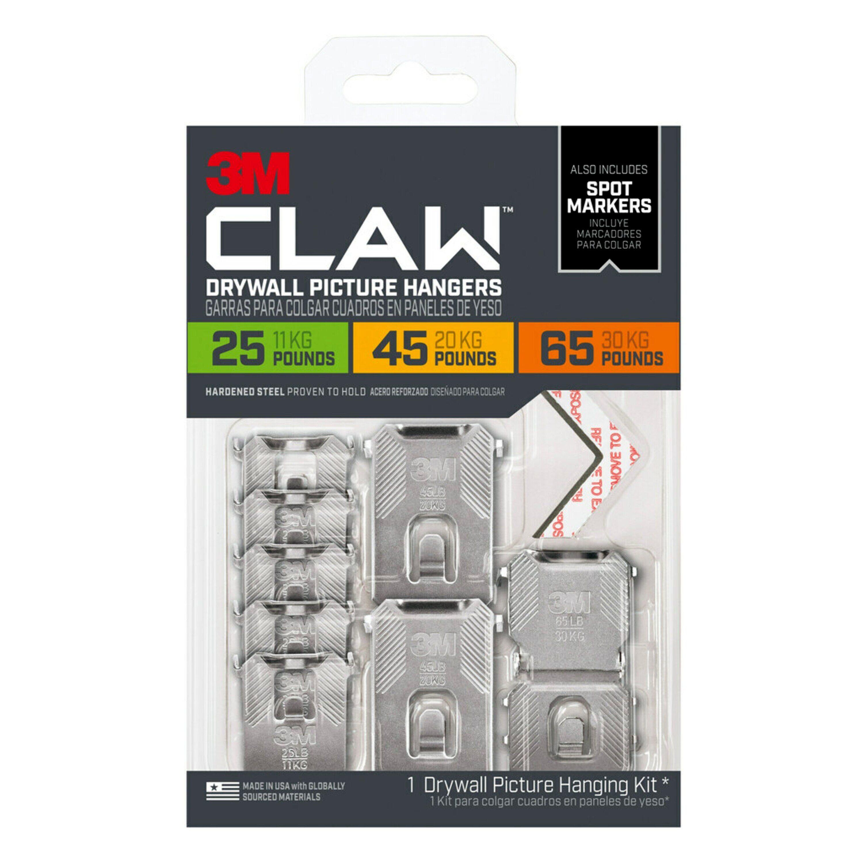 3M 3m Claw Drywall Picture Hangers 45lb with Temporary Spot