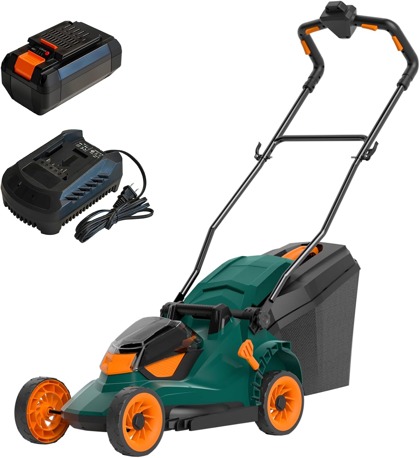 MZK 40V Cordless 16 Inch Brushless Push Mower with 4.0Ah Battery Low High Speed Control 5 Position Height Adjustment 40L Grass Bag Lightweight for Yard #MZK-B0GS1ZPGR4