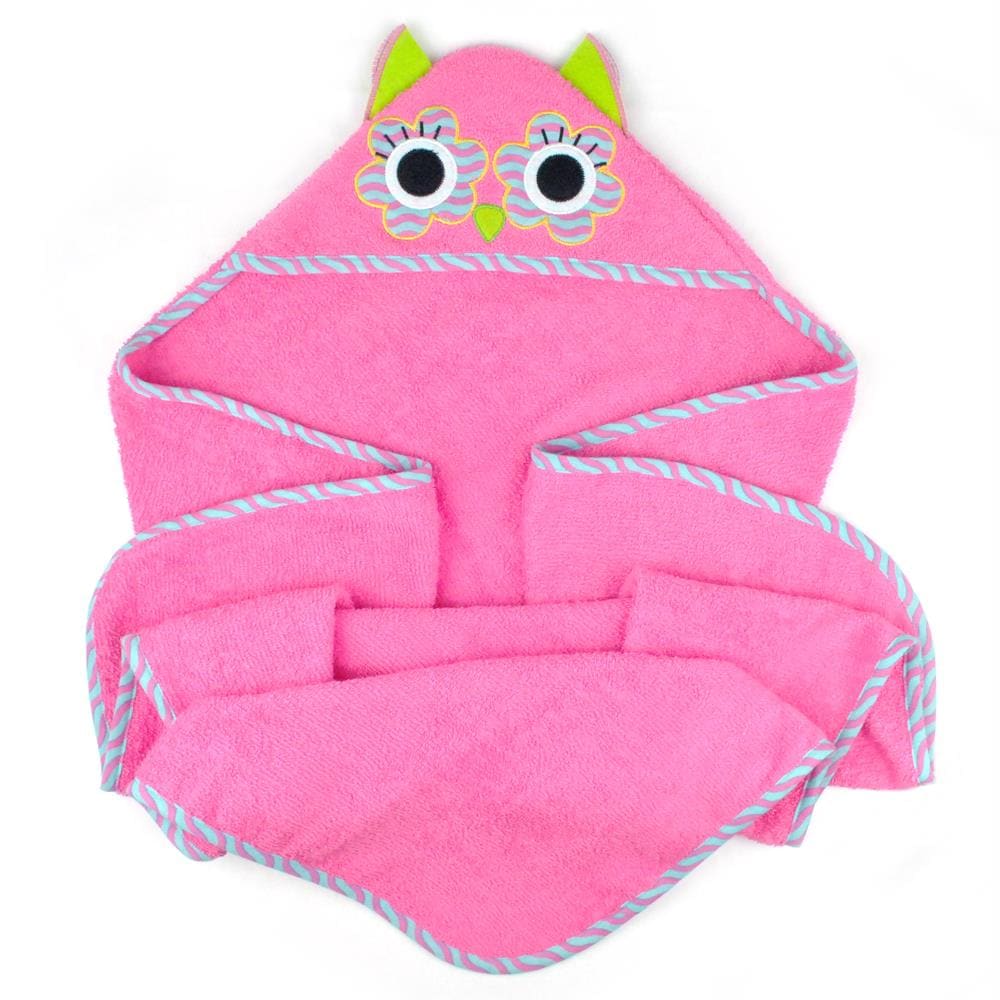 Kids Hooded Bath Towels Soft Microfiber Baby Towels Purple Owl 