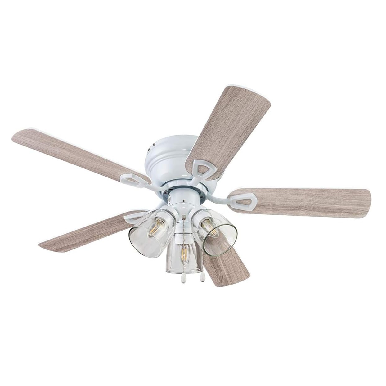 Sofucor C4-51438 Nicola 42-in Flush Mount Nickel with Nickel Blades Ceiling Fan With Light - Remote Included ( 5 -Blade )